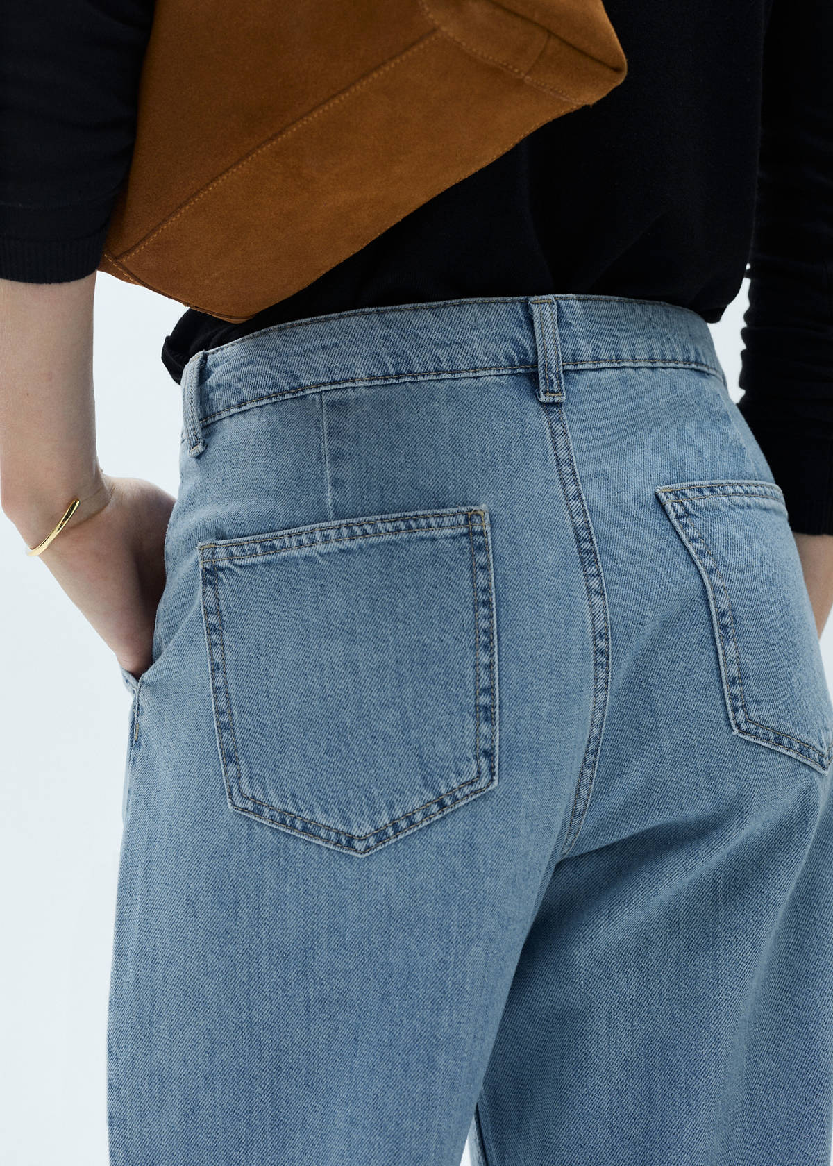 Wide leg pleated jeans — Medium Blue