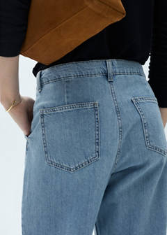 Wide leg pleated jeans — Medium Blue 5