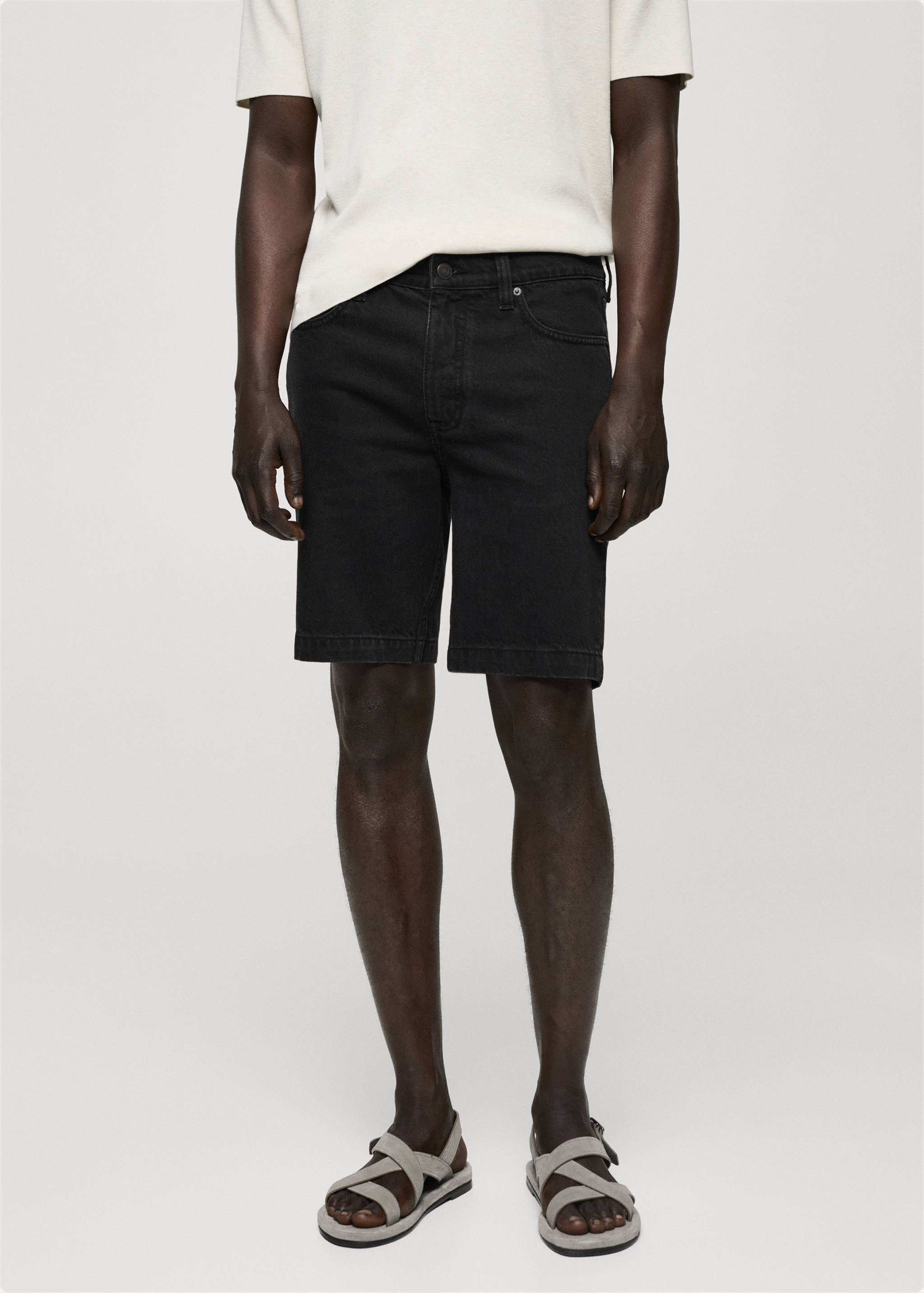 Regular-fit denim bermuda shorts - Medium plane