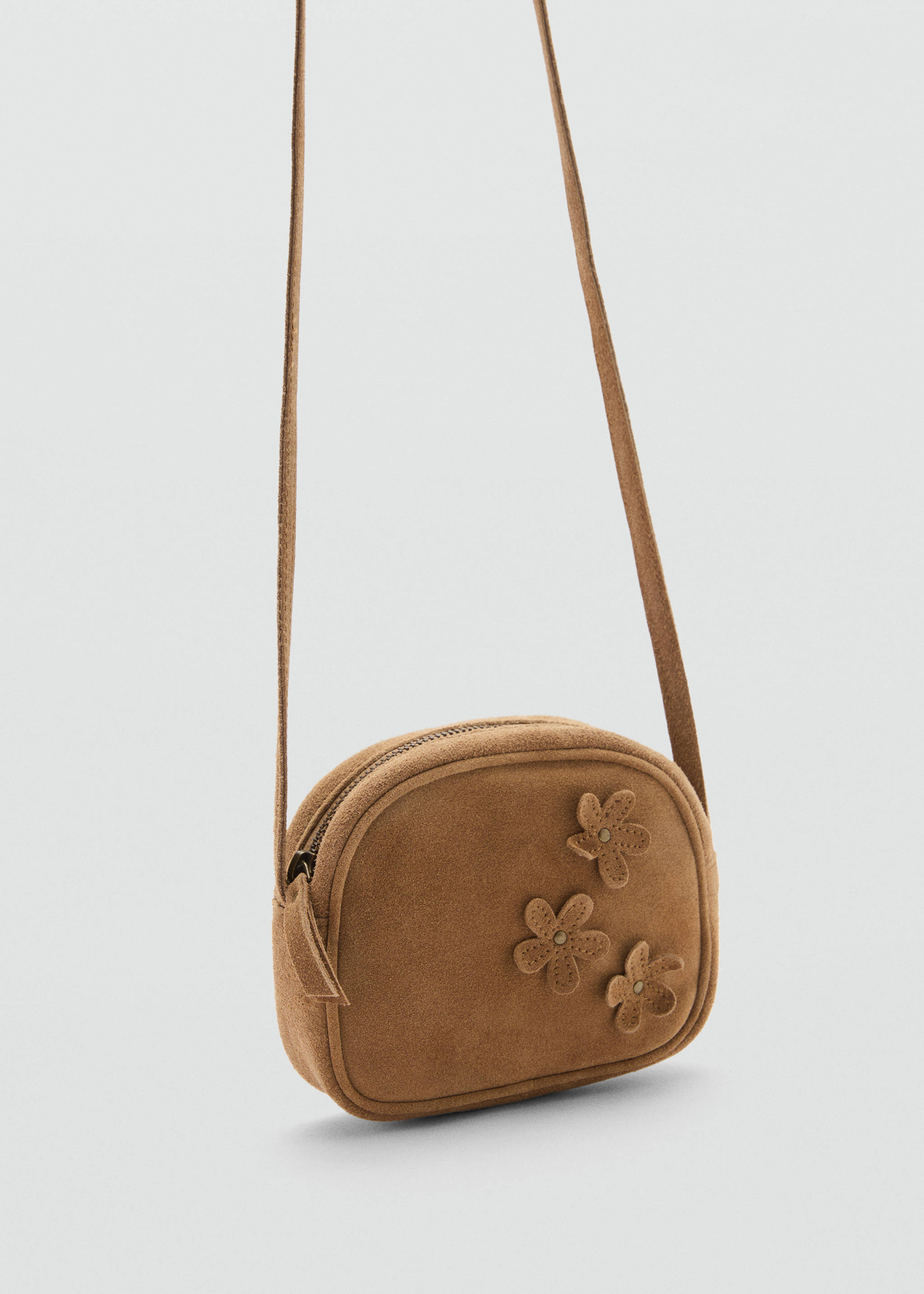 Floral-print leather bag - Medium plane