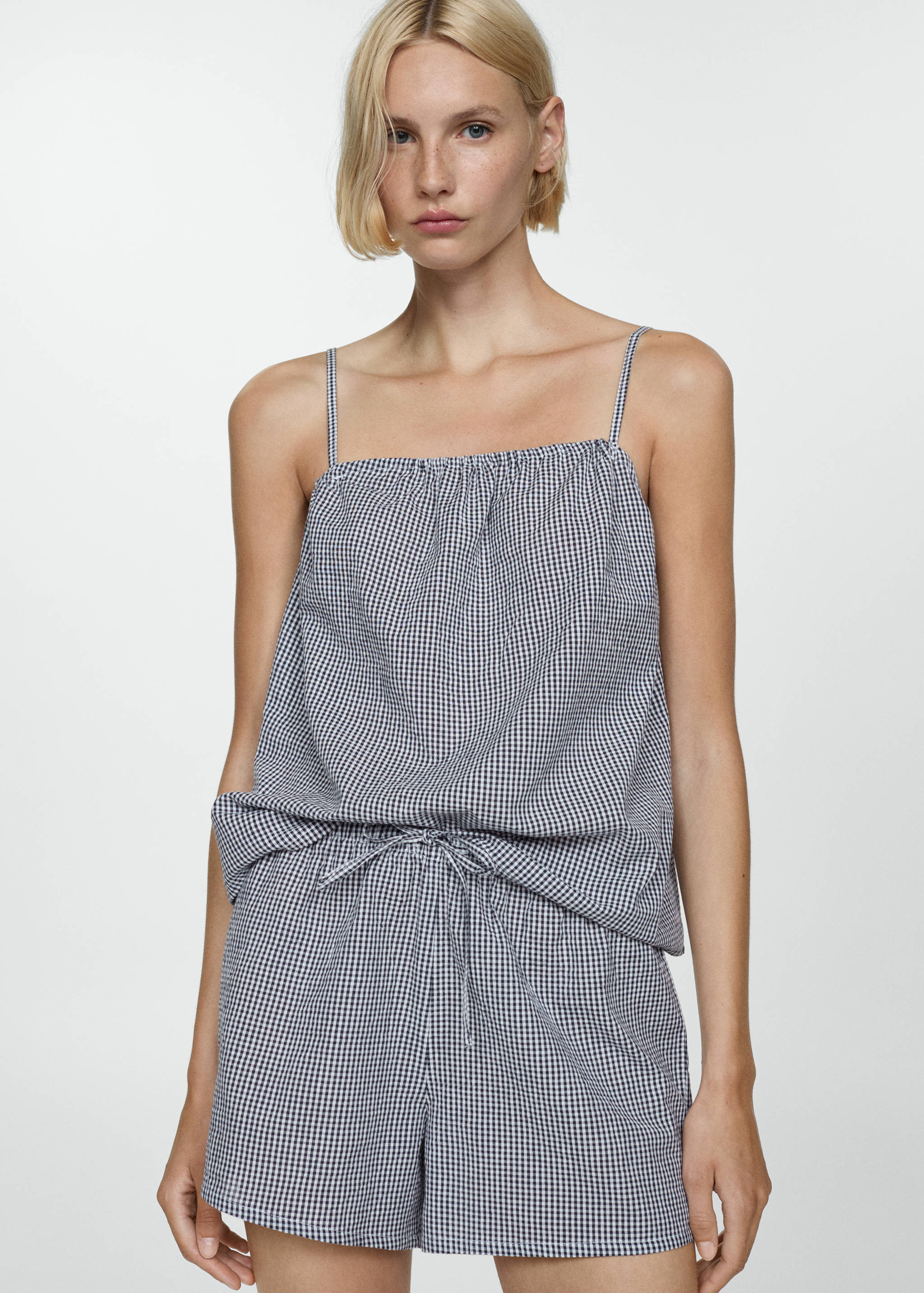 Gingham-check two-piece pyjamas - Medium plane