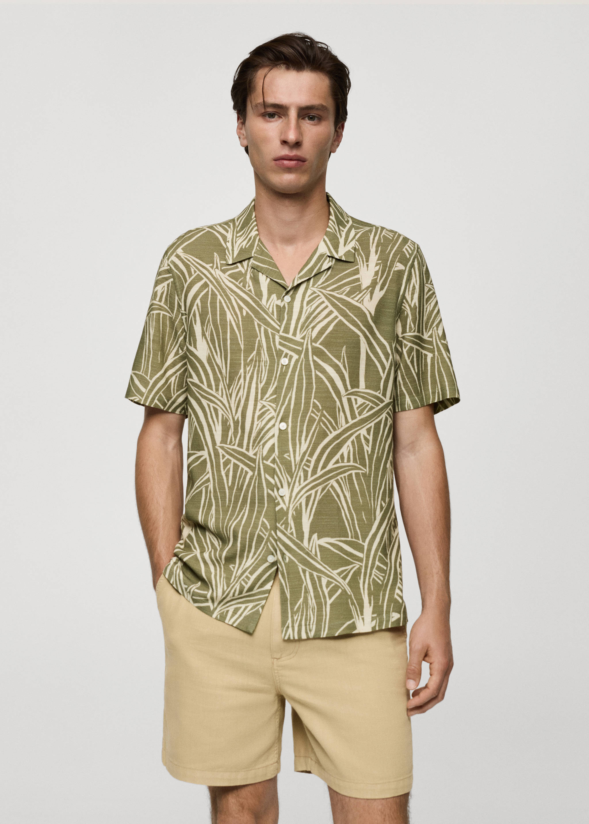 Regular-fit leaf-print shirt - Medium plane