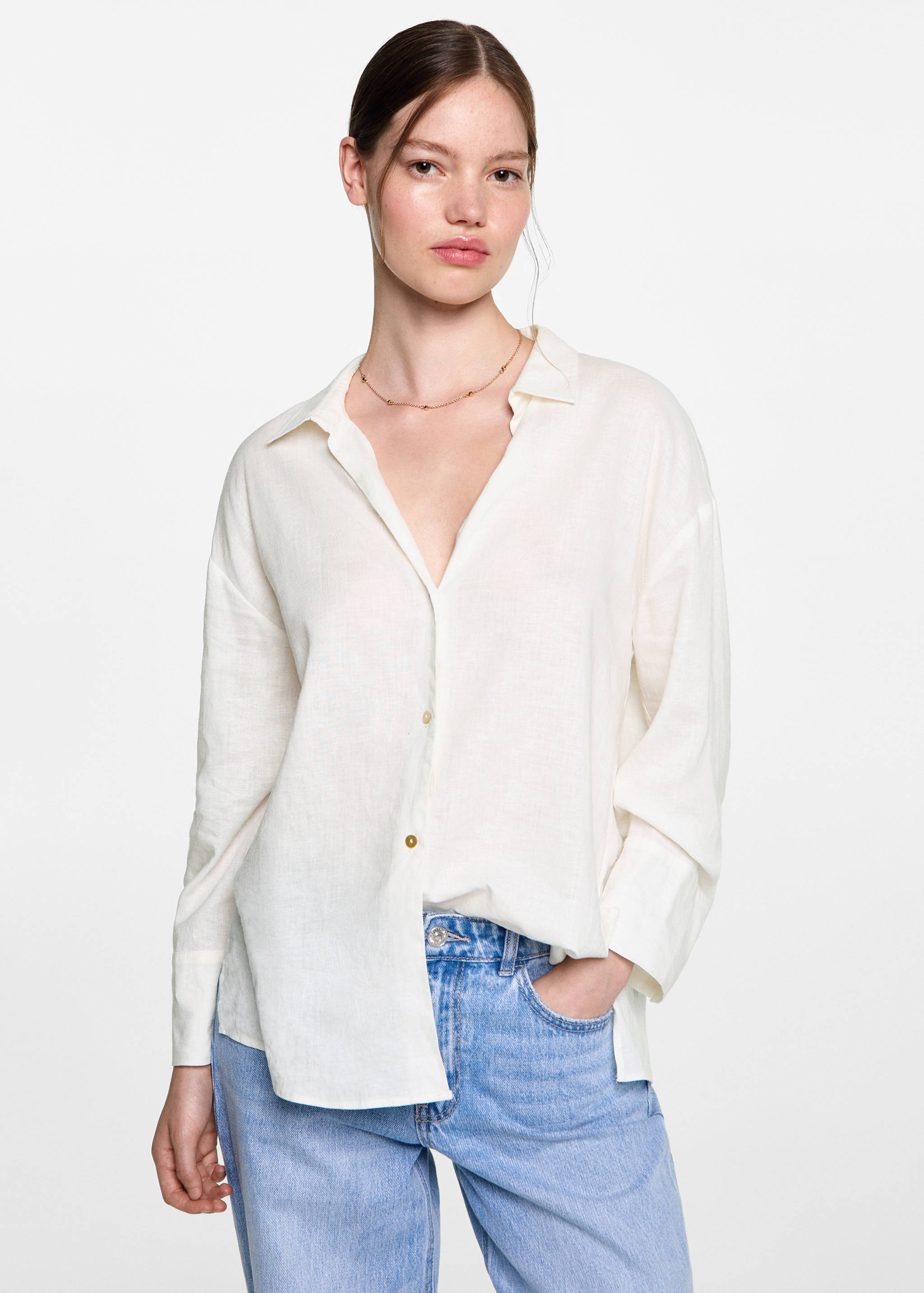 Camisa regular fit lino - Plano medio