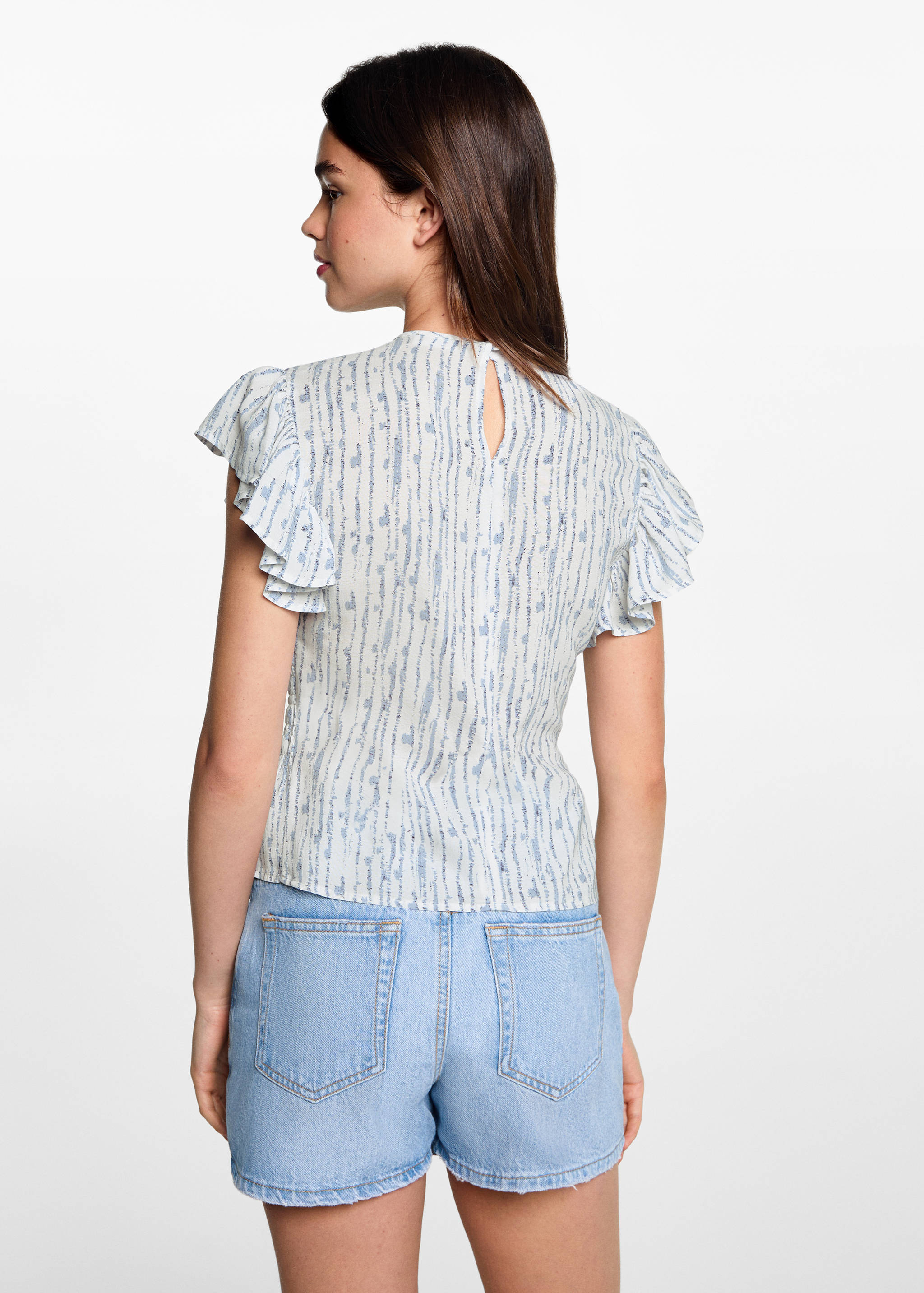 Frilled-sleeve ruched blouse - Reverse of the article