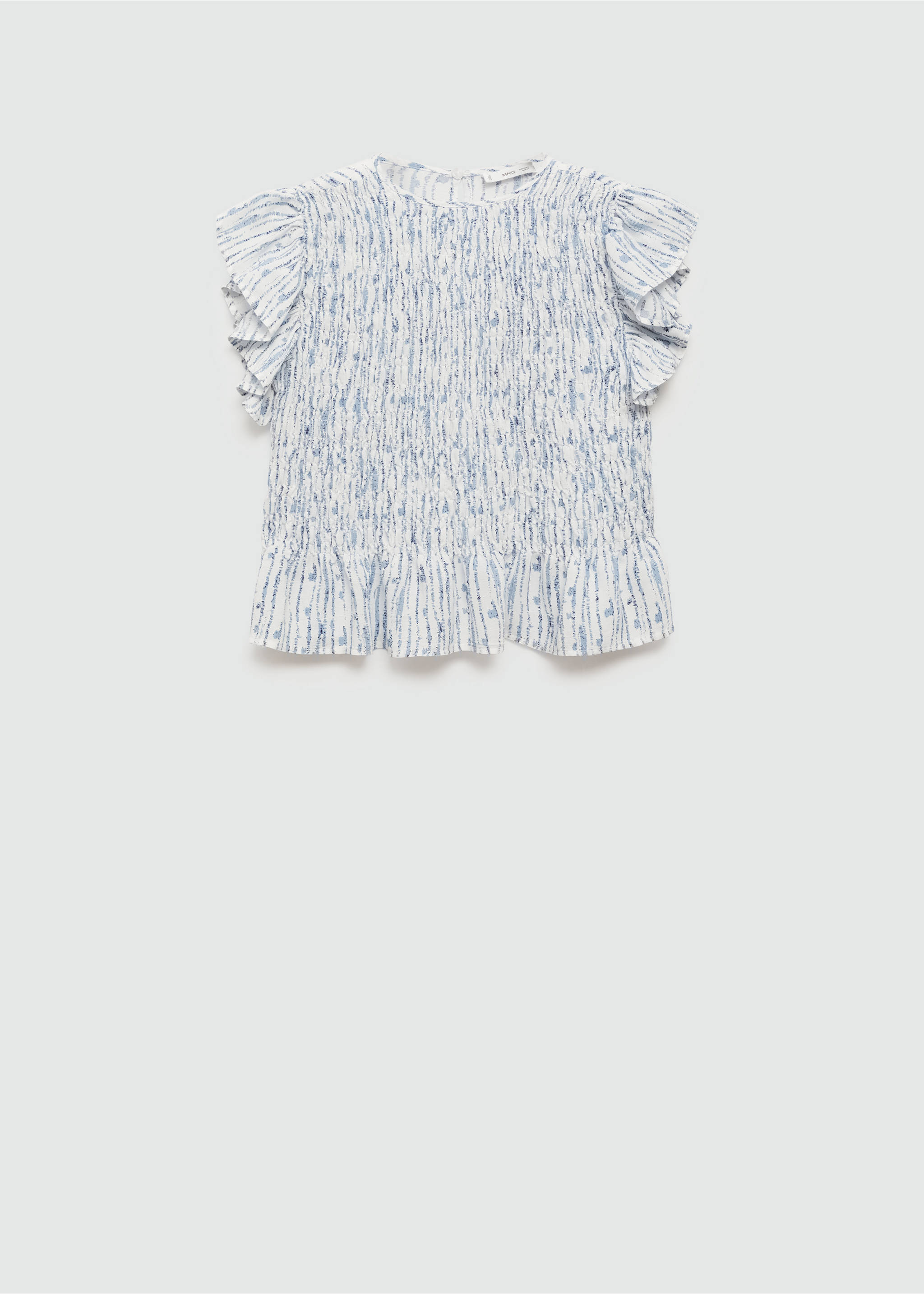 Frilled-sleeve ruched blouse - Article without model, Off White. Ref: 77060639-00.