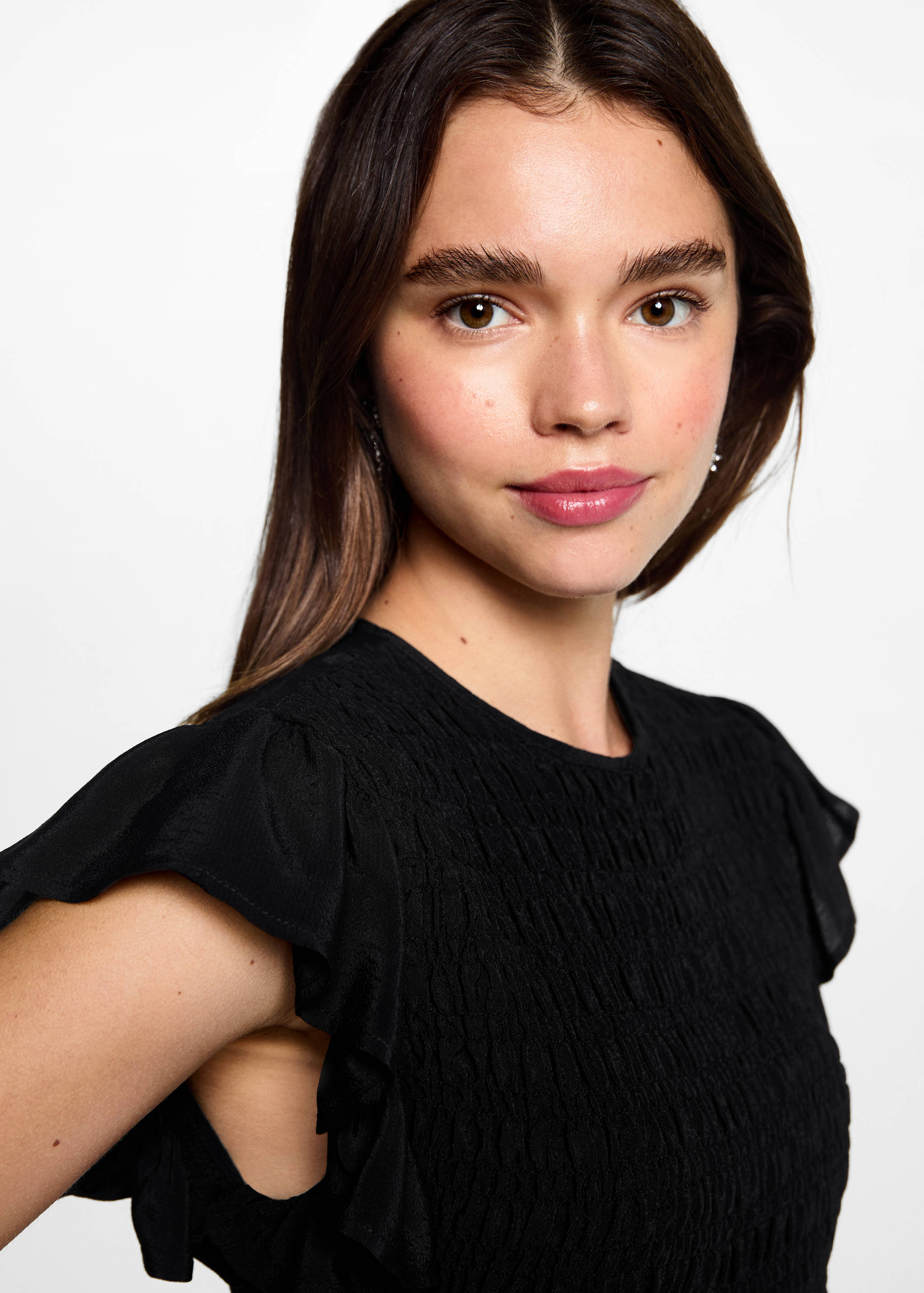 Frilled-sleeve ruched blouse - Details of the article 1