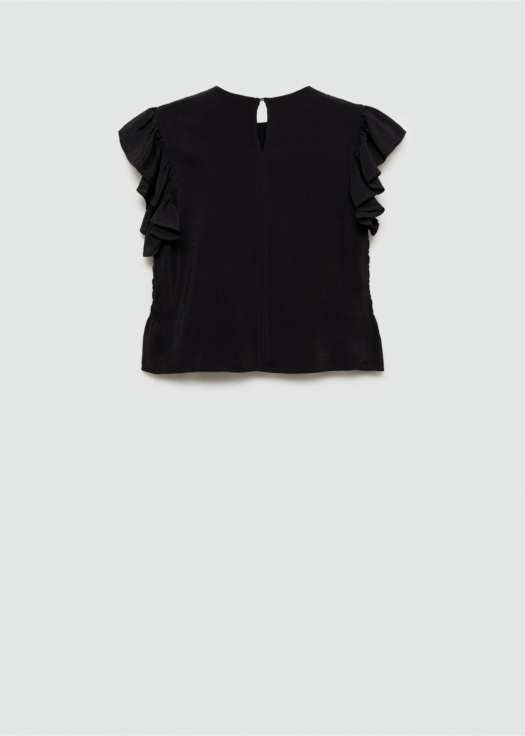 Frilled-sleeve ruched blouse - Details of the article 8, Black. Ref: 77060639-00.