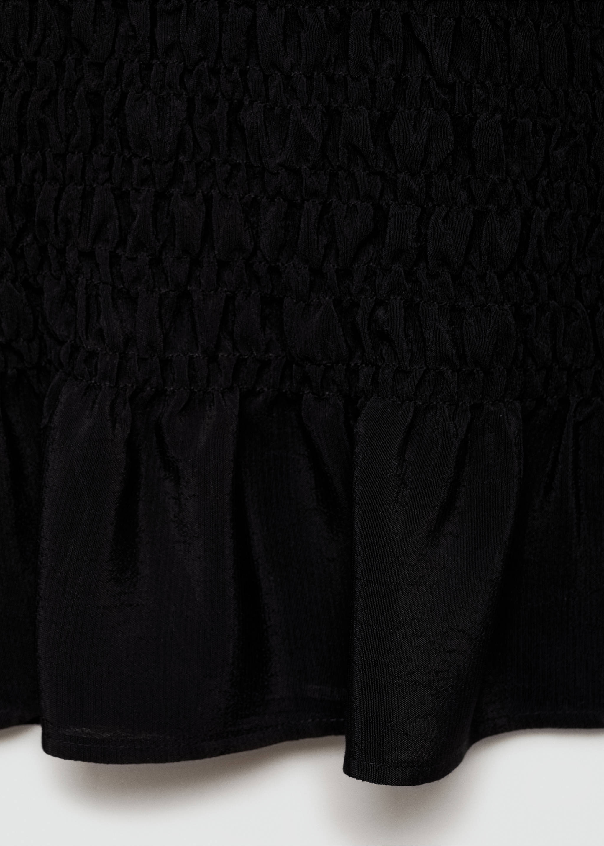 Frilled-sleeve ruched blouse - Details of the article 0, Black. Ref: 77060639-00.
