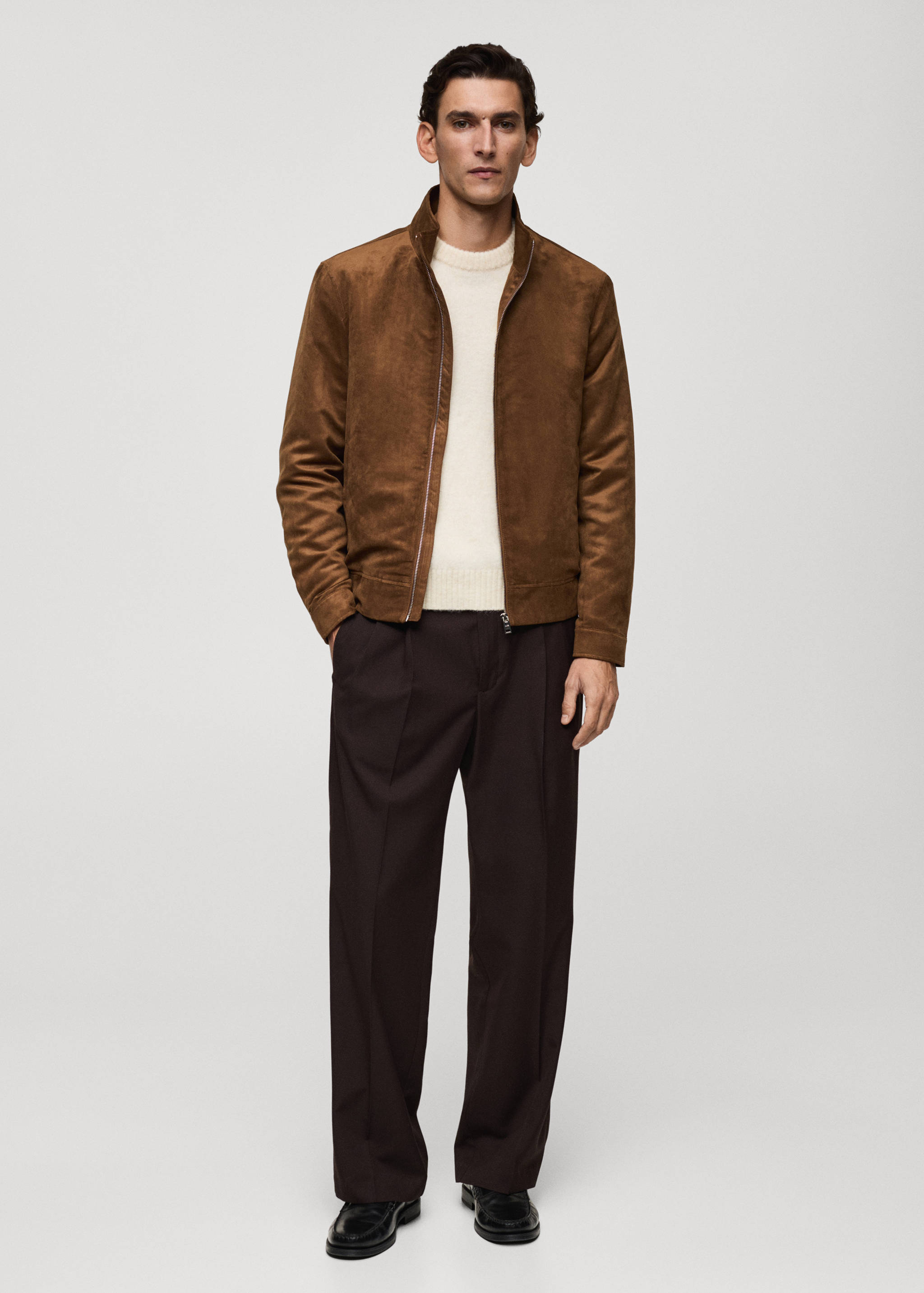 Suede-effect jacket with zip - General plane