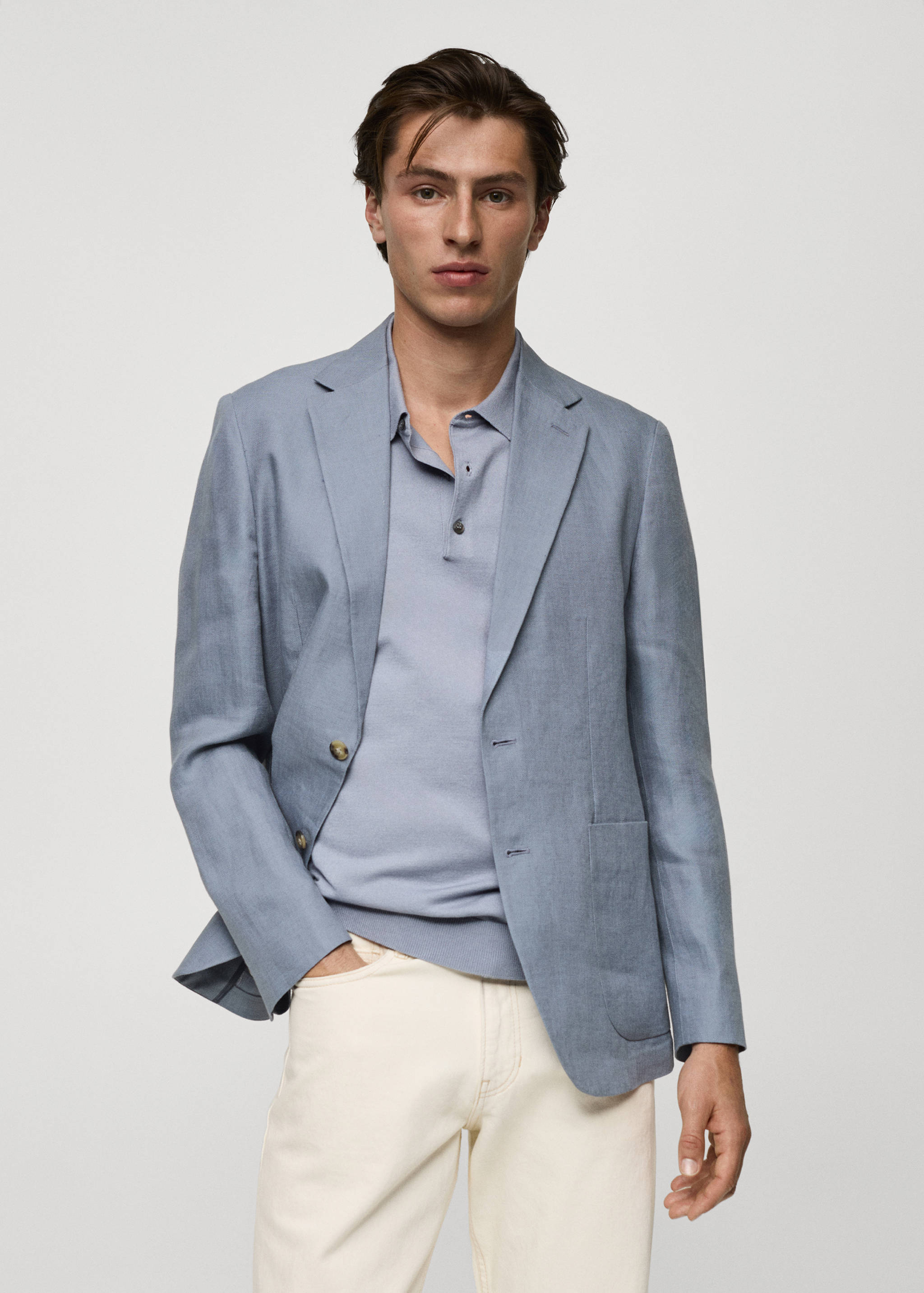 100% linen slim fit blazer - Medium plane