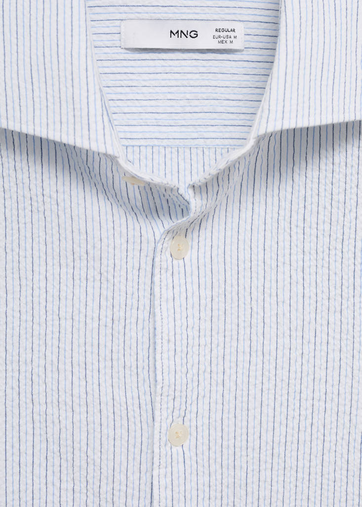 Regular-fit striped seersucker cotton shirt — White