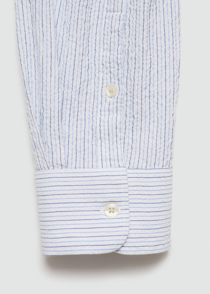 Regular-fit striped seersucker cotton shirt — White