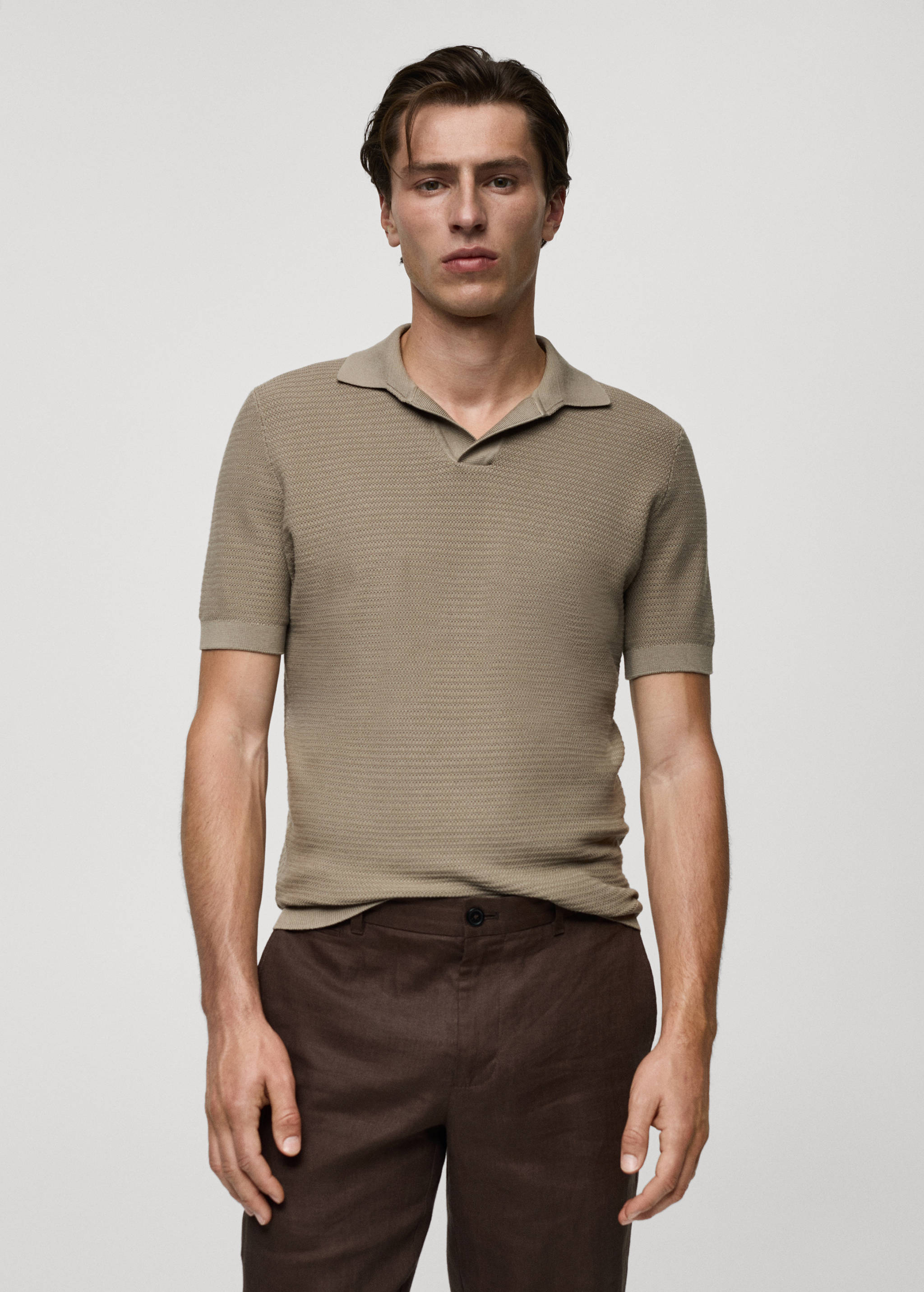 Tencel™ cotton polo shirt with braided knit - Medium plane