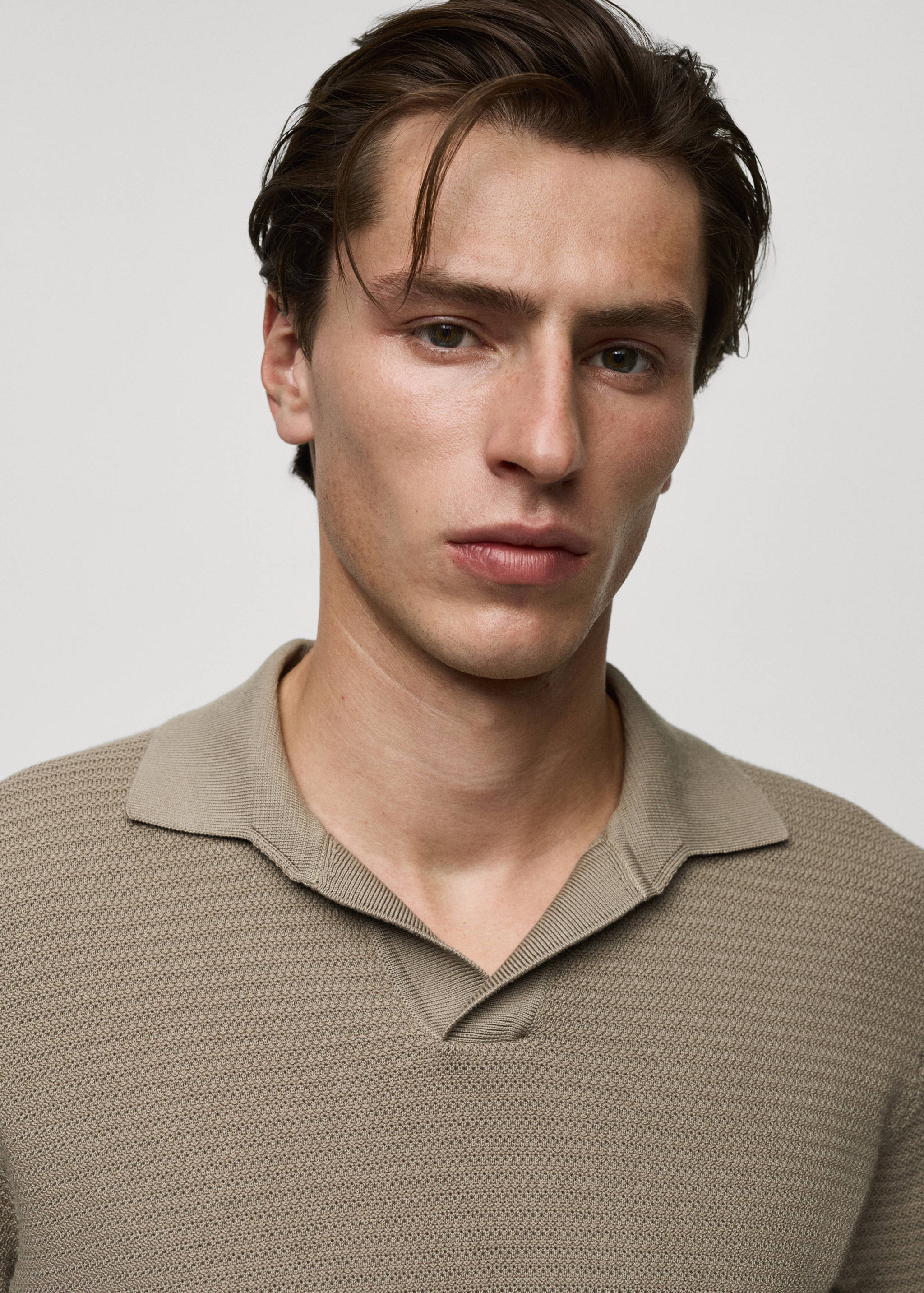 Tencel™ cotton polo shirt with braided knit - Details of the article 1