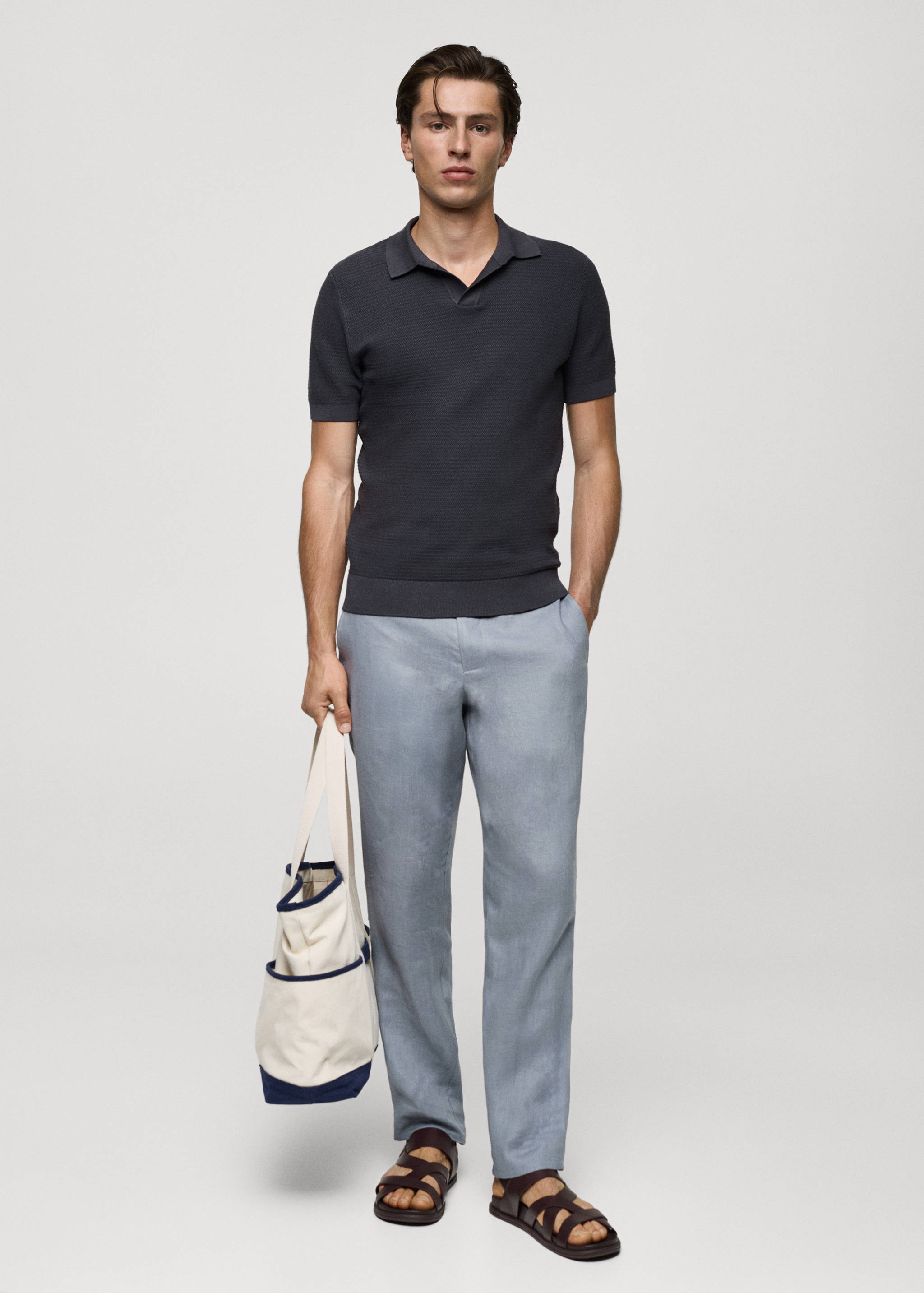 Tencel™ cotton polo shirt with braided knit - General plane