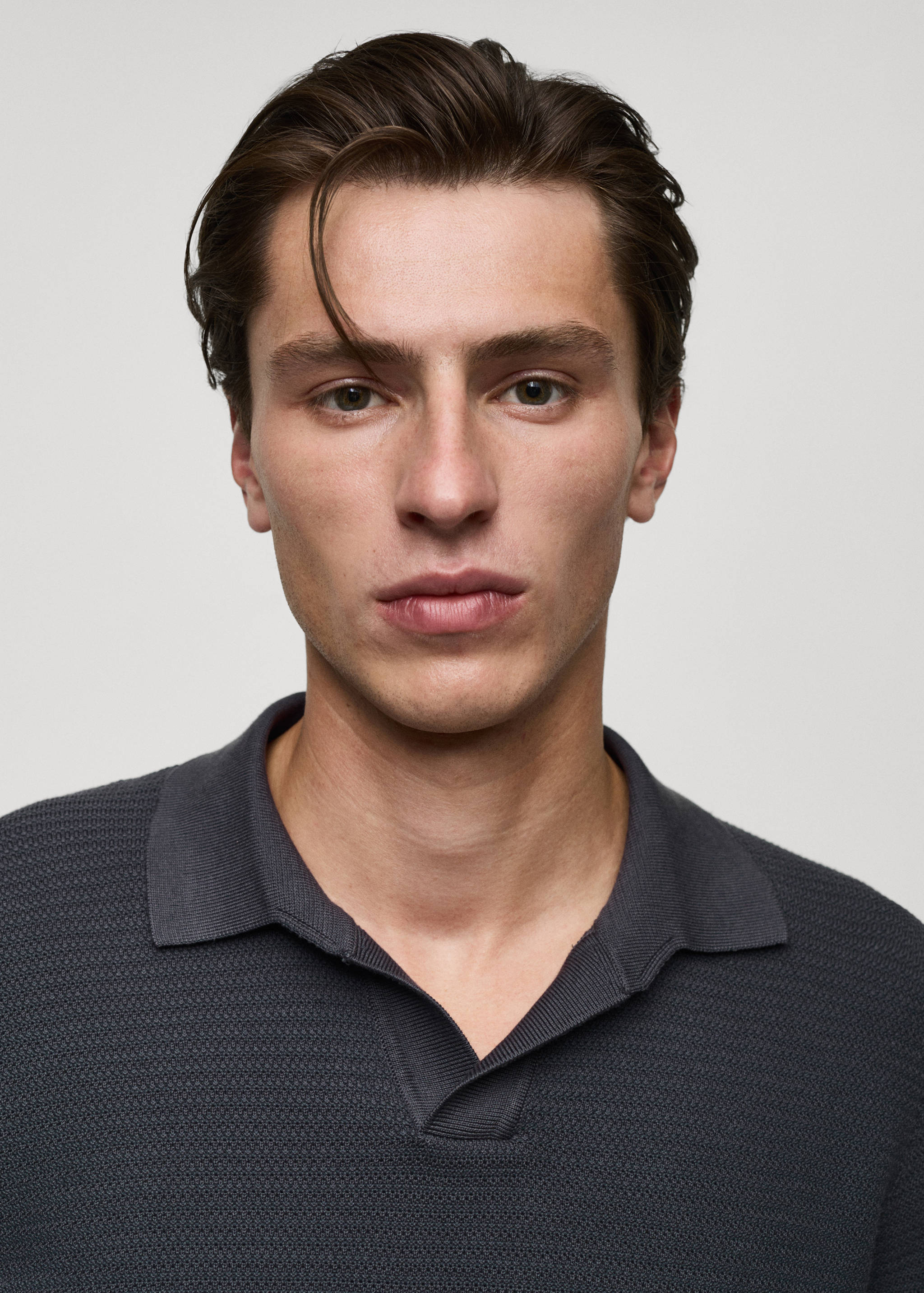 Tencel™ cotton polo shirt with braided knit - Details of the article 1