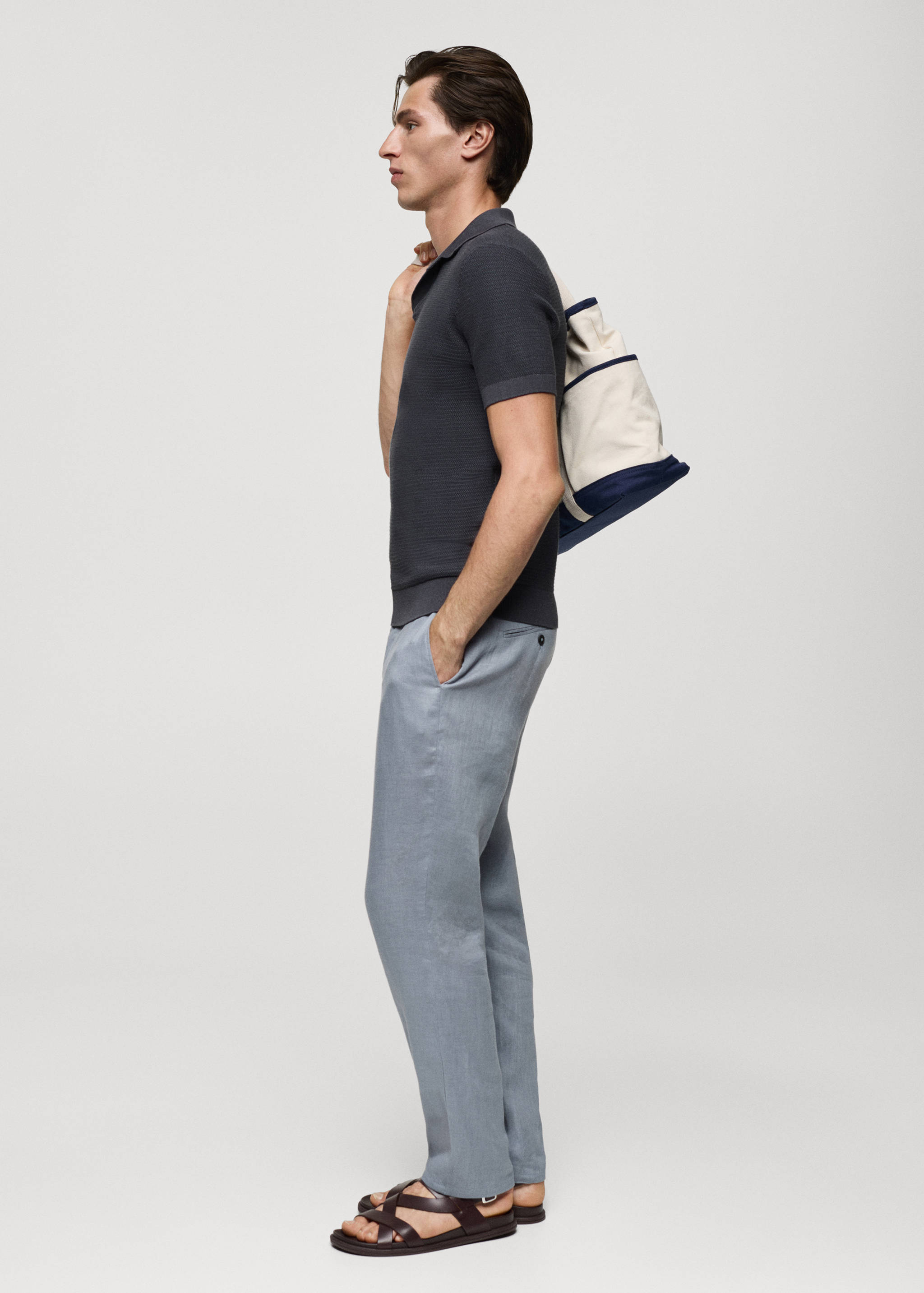 Tencel™ cotton polo shirt with braided knit - Details of the article 2