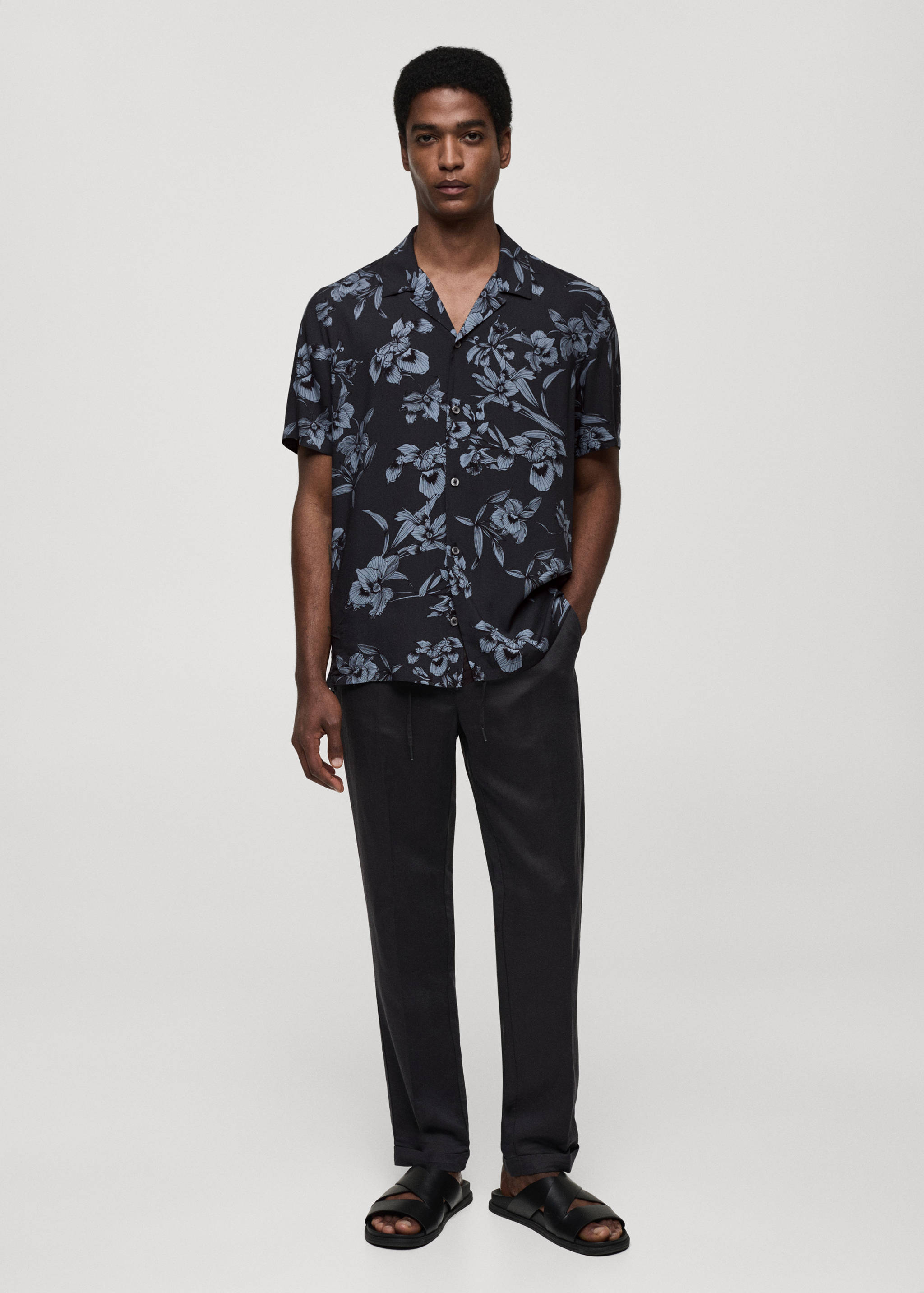 Camisa fluida estampado hawaiano - Plano general