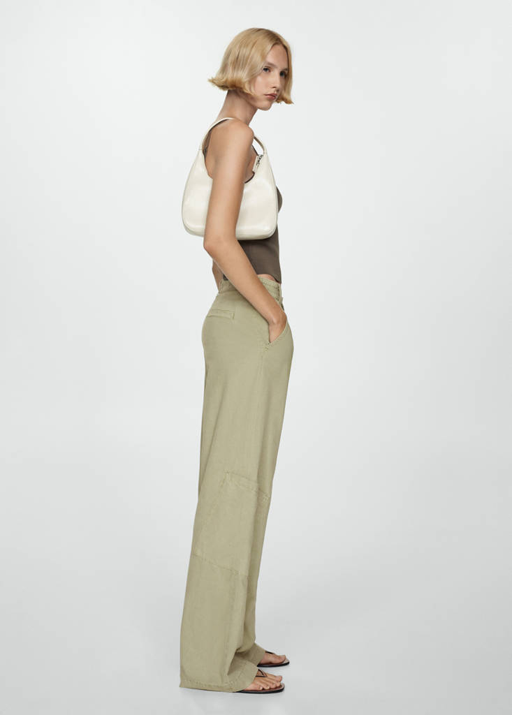 MANGO - Pantalon Lyocell cordon de serrage kaki - XL