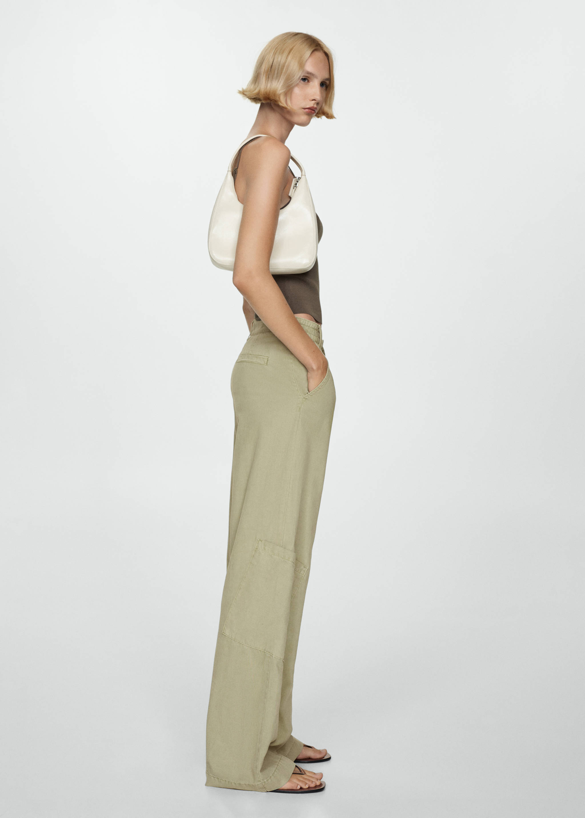 Lyocell pants with adjustable drawstring - General plane