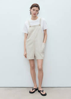 Denim dungarees stripes — Beige 2