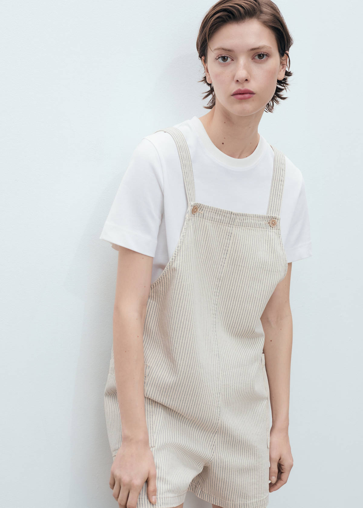 Denim dungarees stripes — Beige