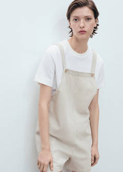 Denim dungarees stripes — Beige 1