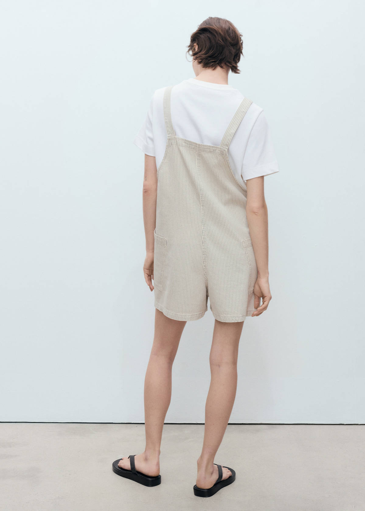 Denim dungarees stripes — Beige