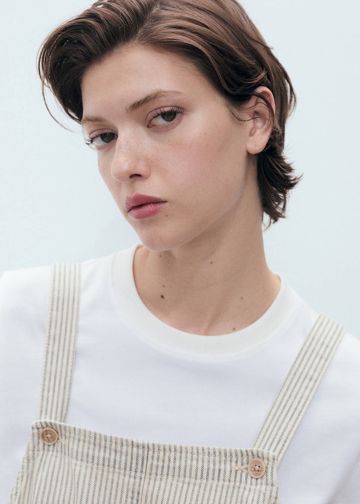 Denim dungarees stripes — Beige
