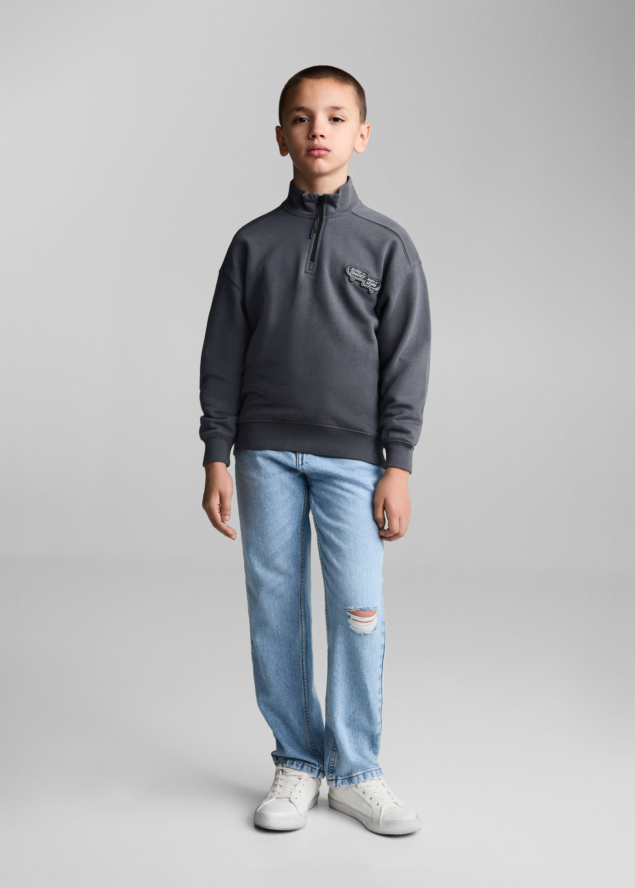 Dessuadora barreja cotó estampat - Pla general