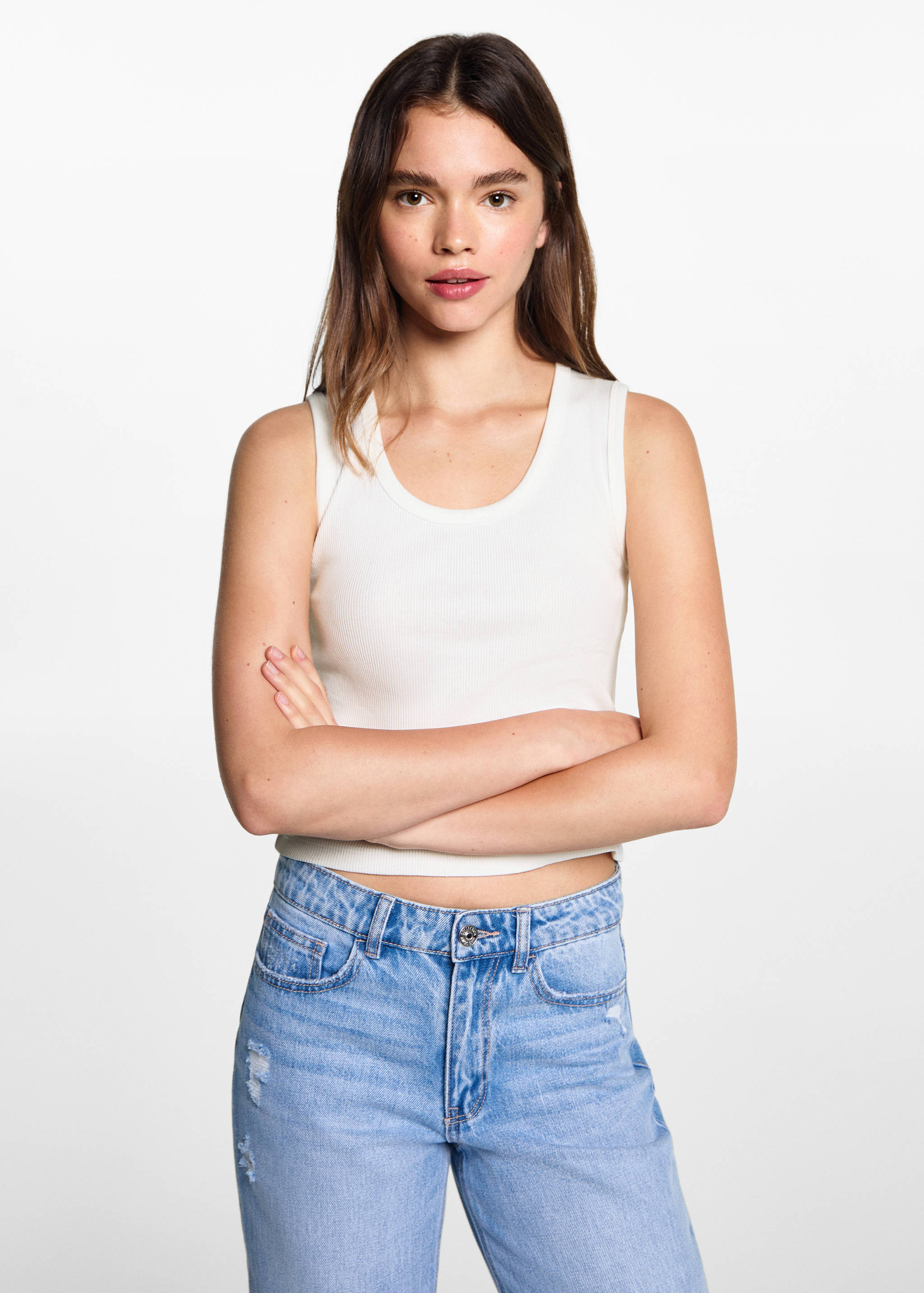 Top côtelé en coton - Plan moyen