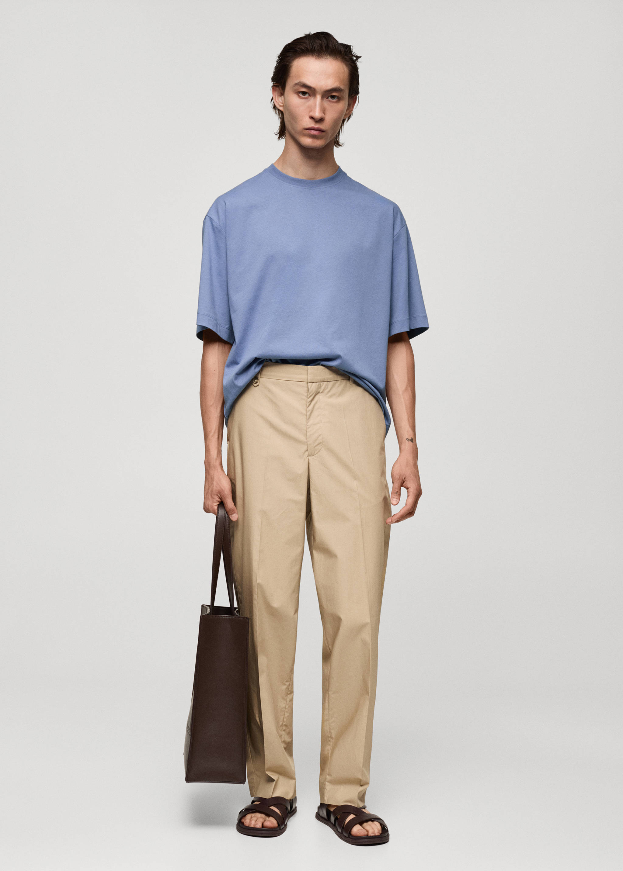 Regular-fit 100% cotton trousers - General plane