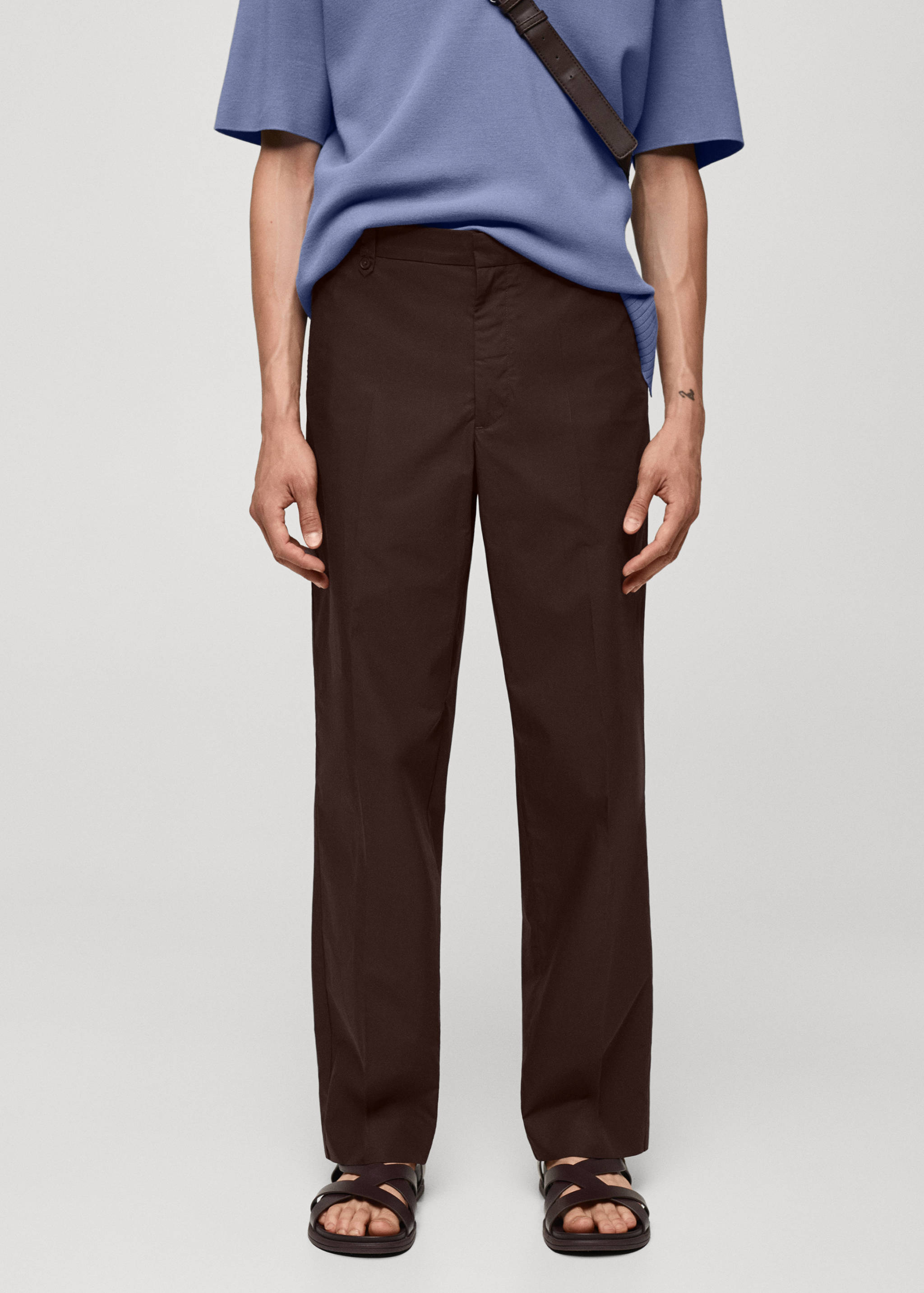 Regular-fit 100% cotton trousers - Medium plane