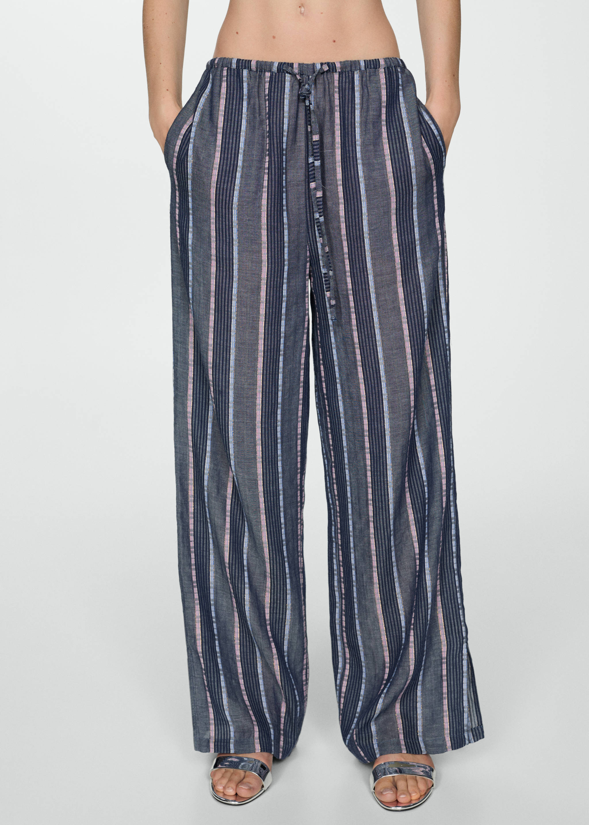 Pantalon droit à rayures - Plan moyen