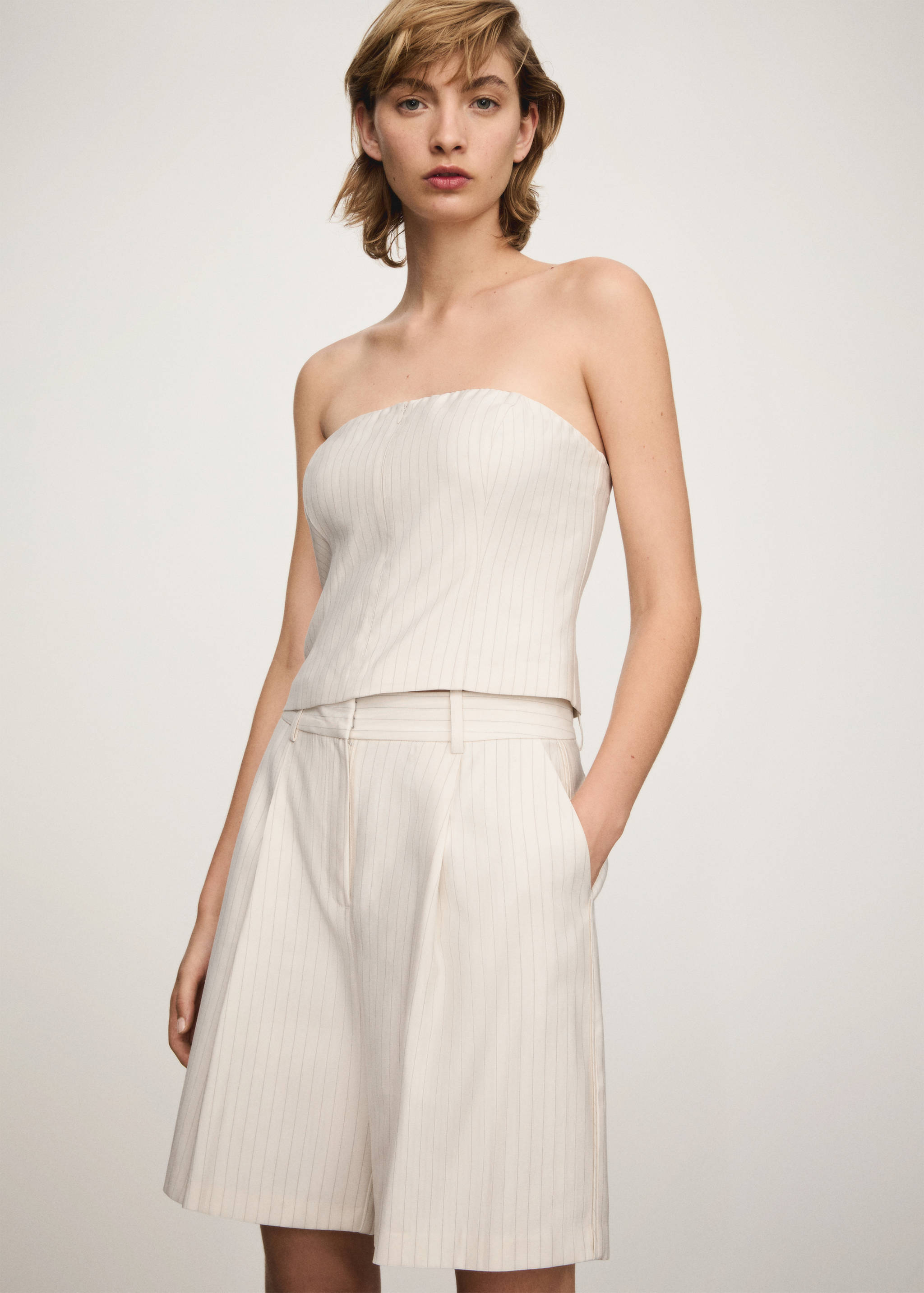 Straight-fit striped bermuda shorts - Medium plane