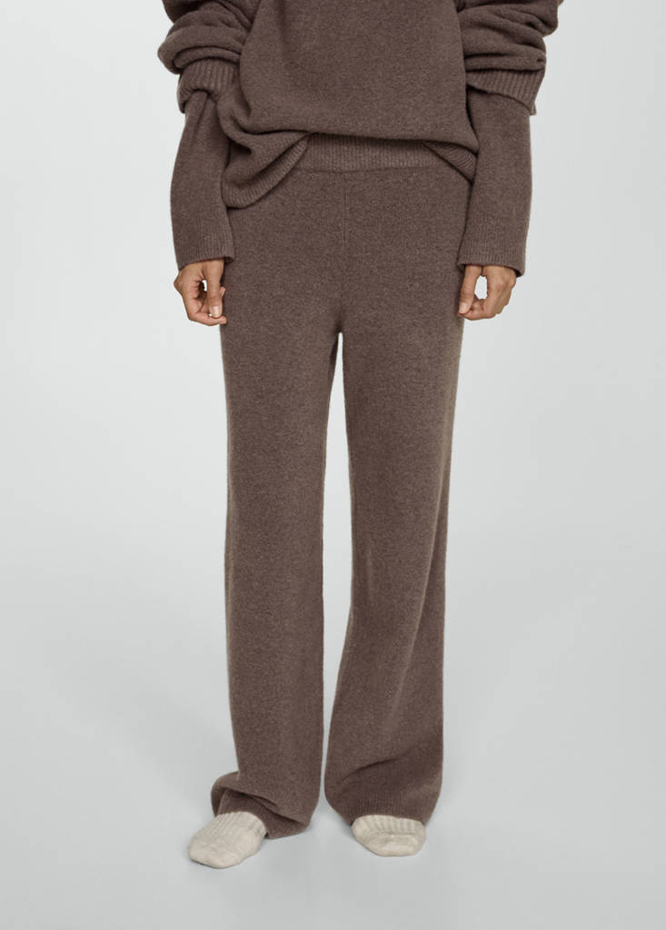 Straight knitted trousers — Brown