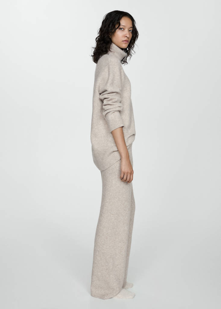 Straight knitted trousers — Light/Pastel Brown