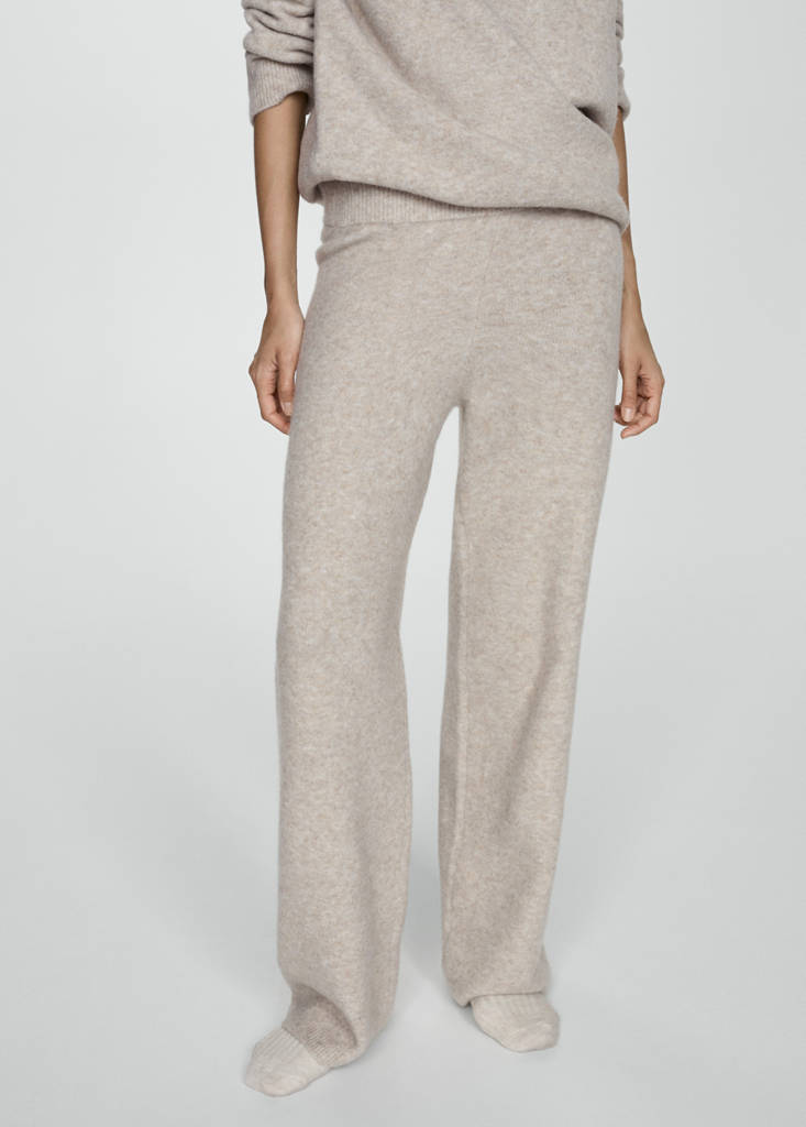 Straight knitted trousers — Light/Pastel Brown