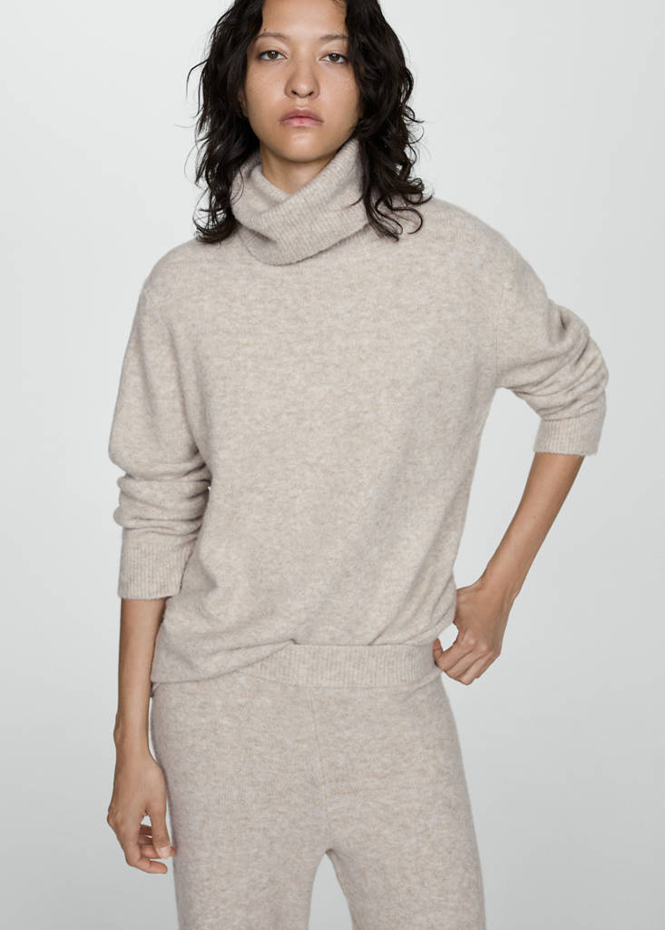 Straight knitted trousers — Light/Pastel Brown