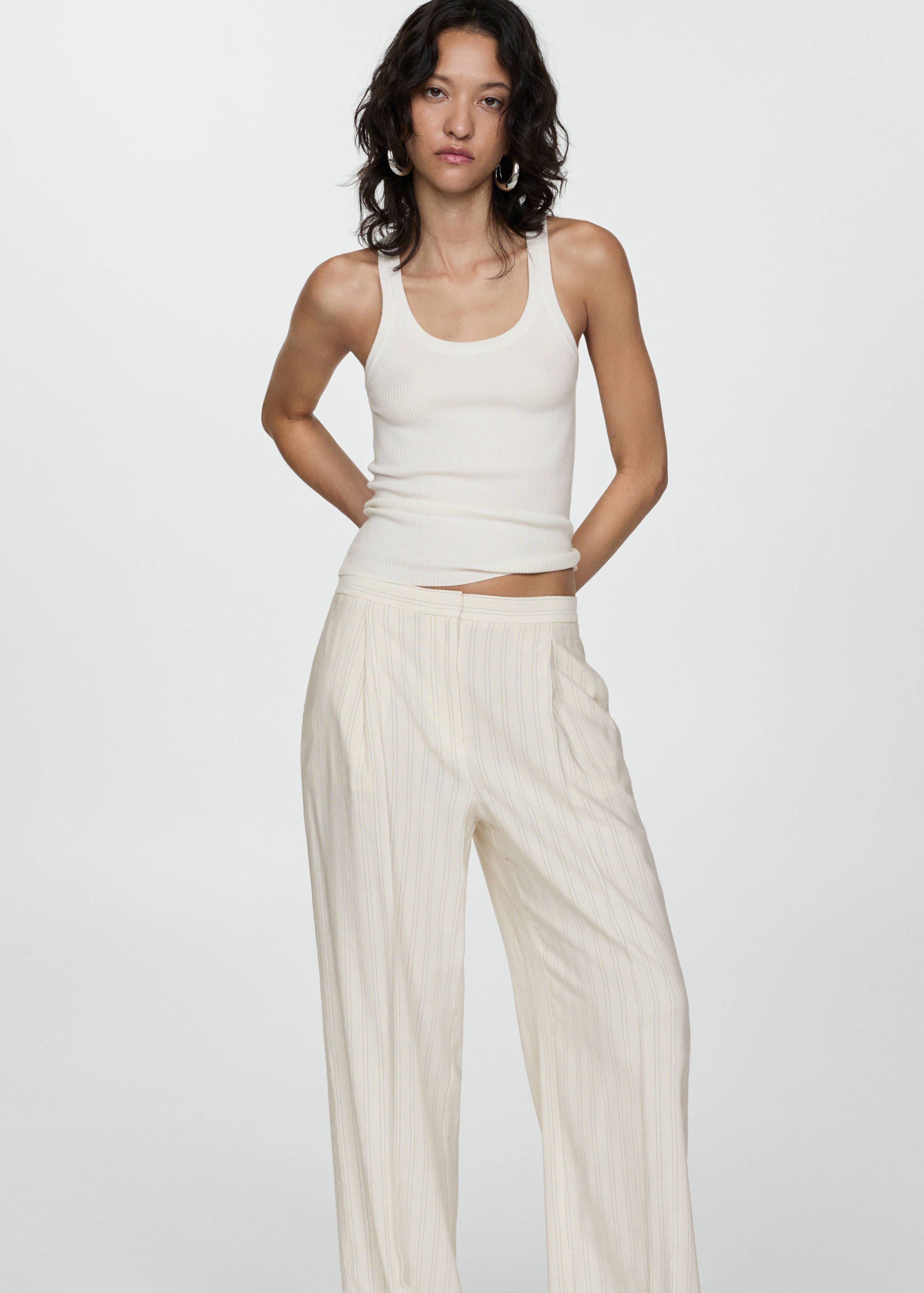 Straight striped trousers - Details of the article 2