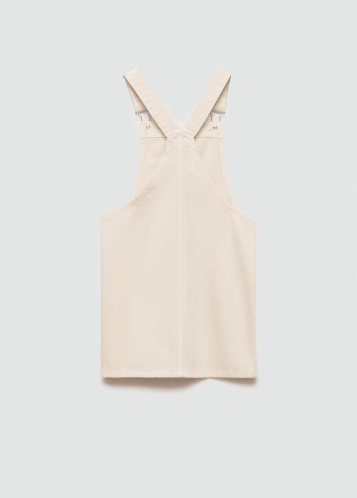 Short denim pinafore — Ecru