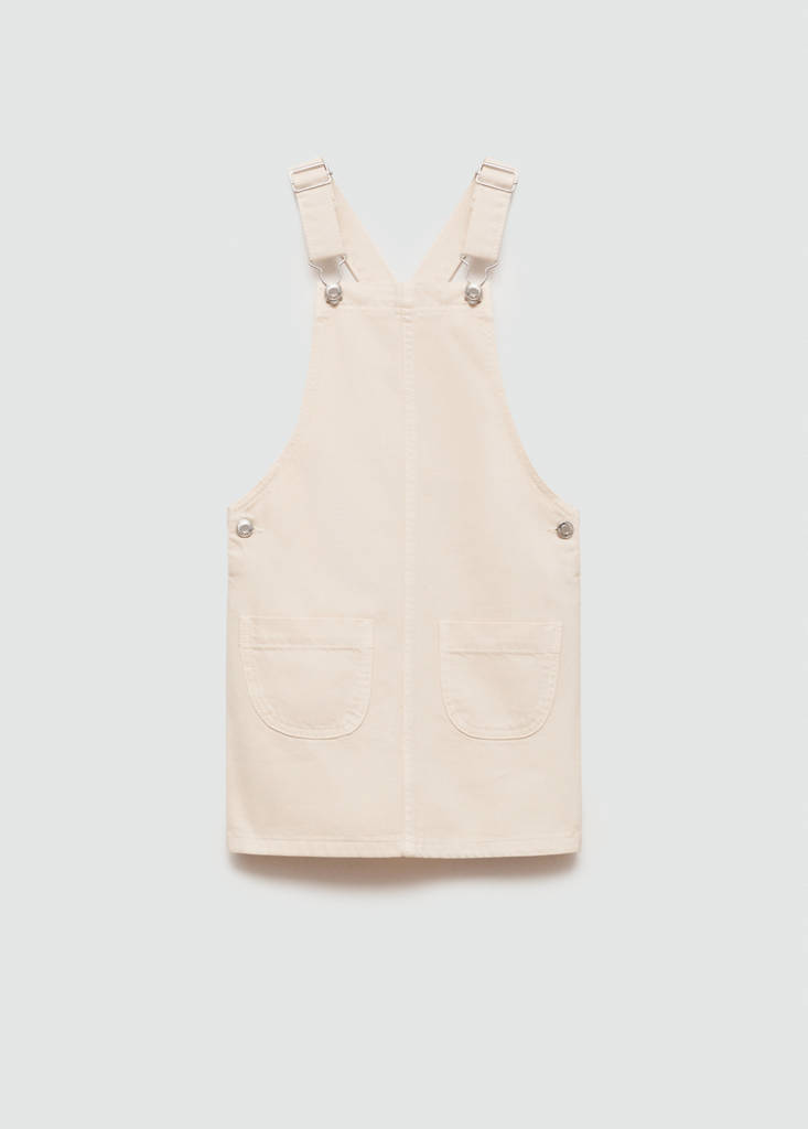 Short denim pinafore — Ecru