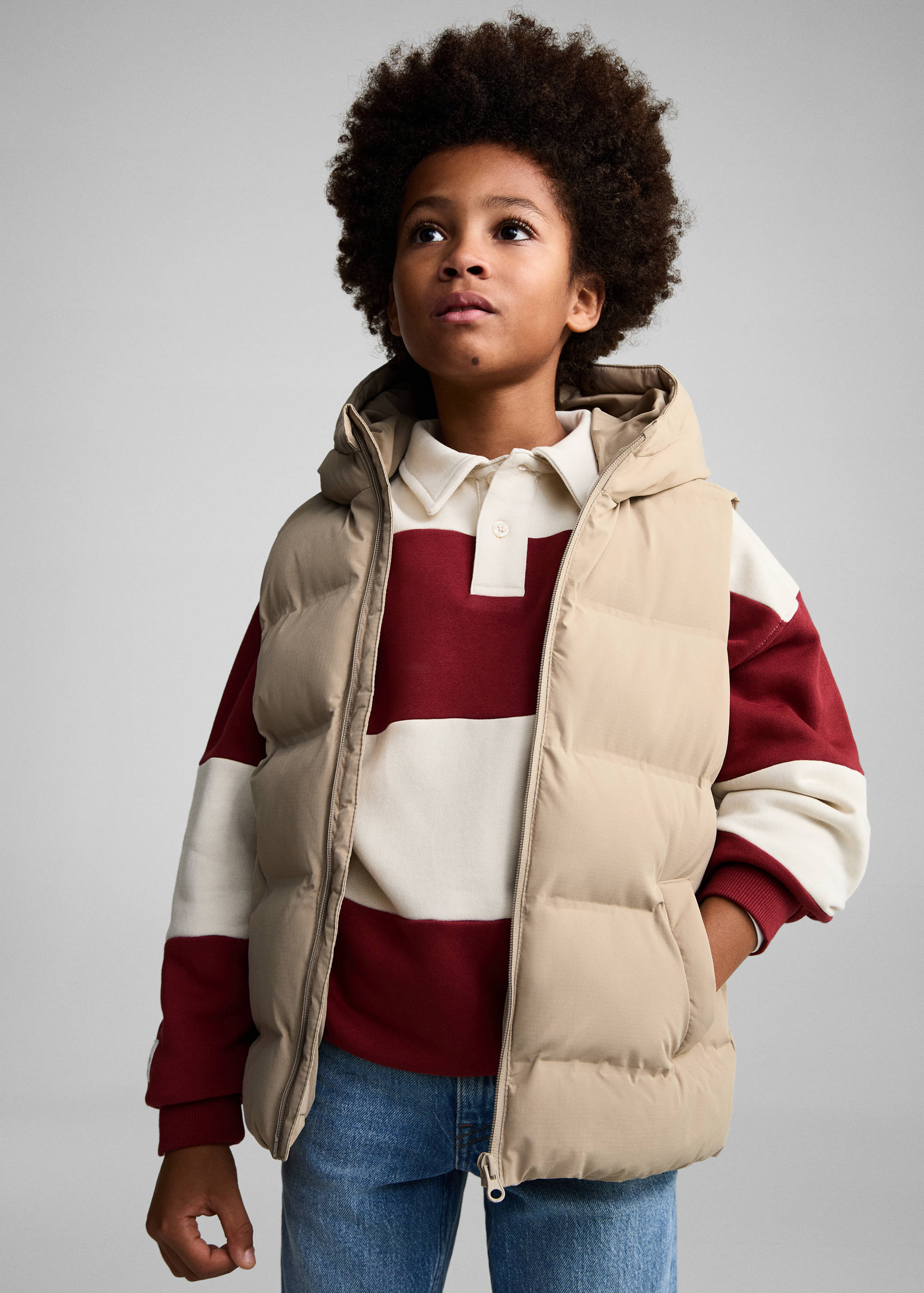 Quilted gilet with hood - Medium plane