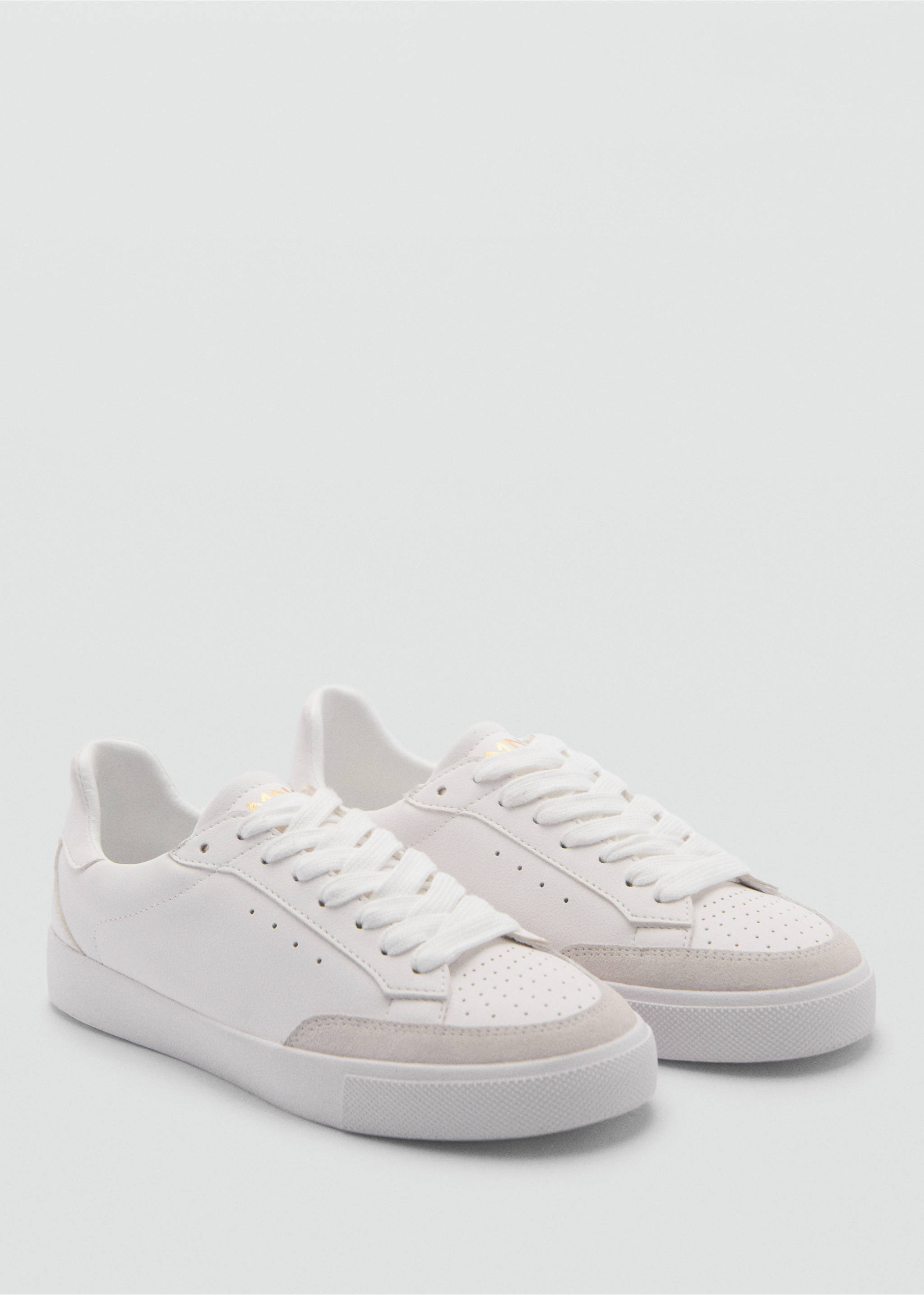 Leather panel sneakers - Medium plane, White. Ref: 77063666-00.