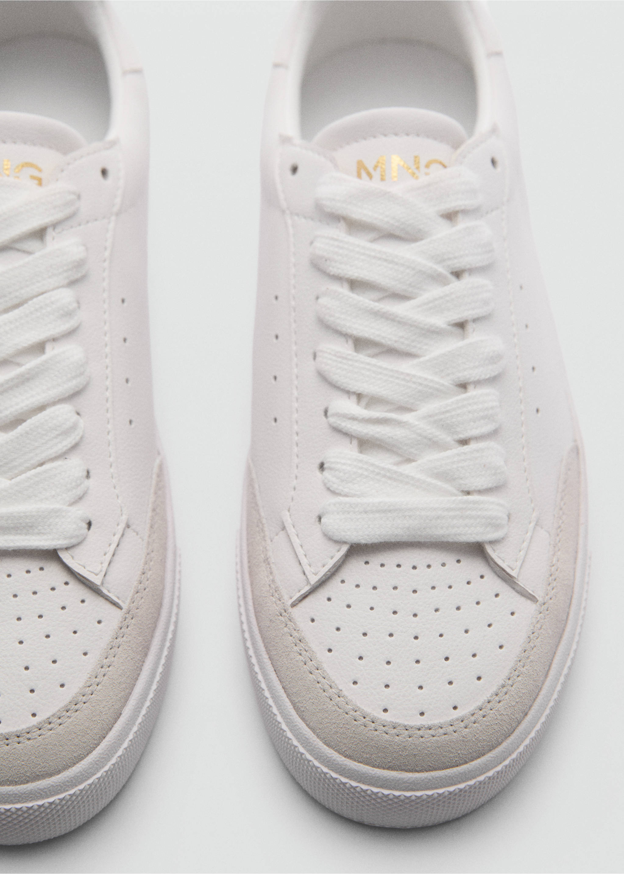 Leather panel sneakers - Details of the article 1, White. Ref: 77063666-00.