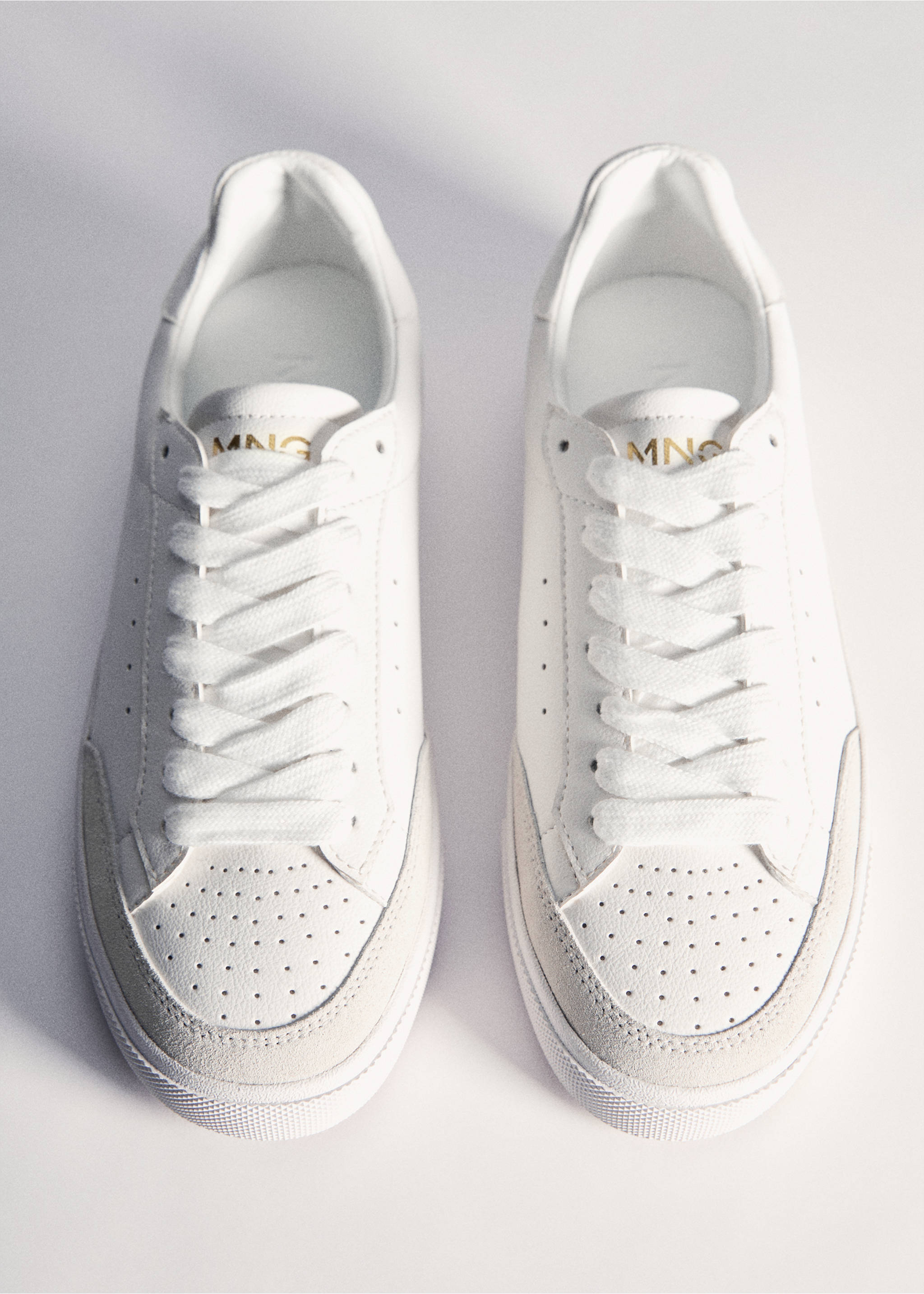 Leather panel sneakers - Details of the article 5, White. Ref: 77063666-00.