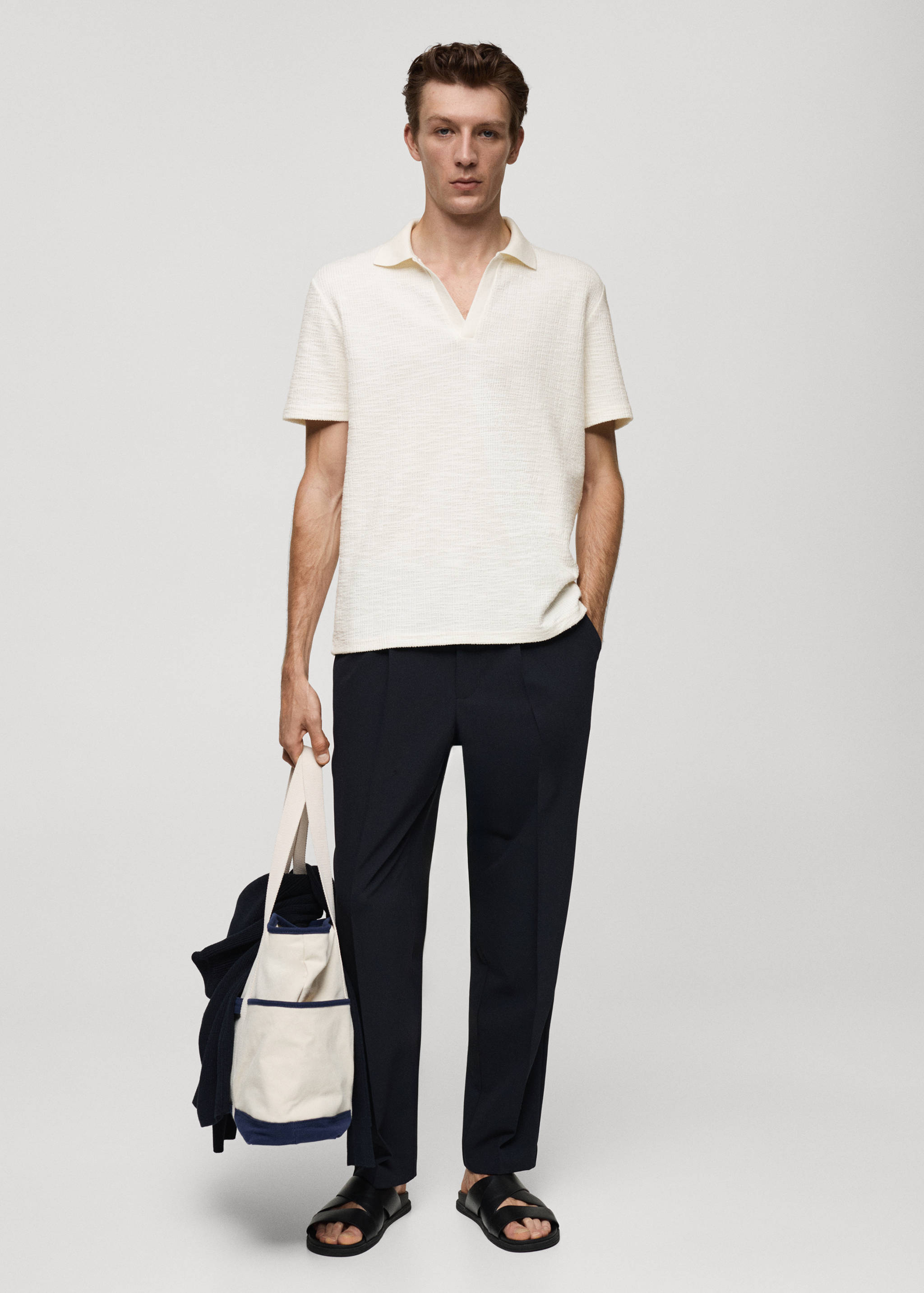 Polo i bomull med struktur - Total bildeutsnitt