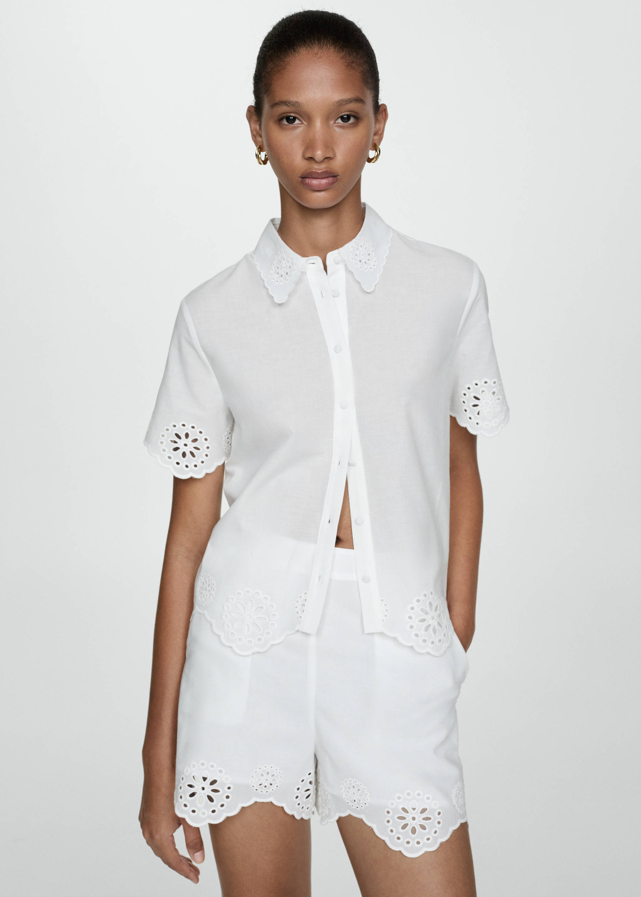 Embroidered openwork shirt - Medium plane