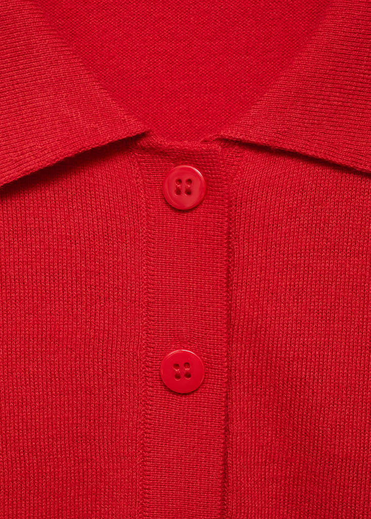 Fine-knit polo neck gilet — Red