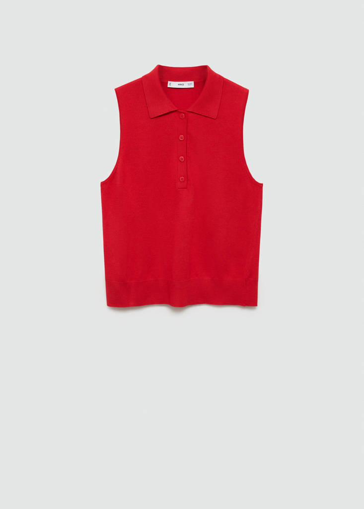 Fine-knit polo neck gilet — Red